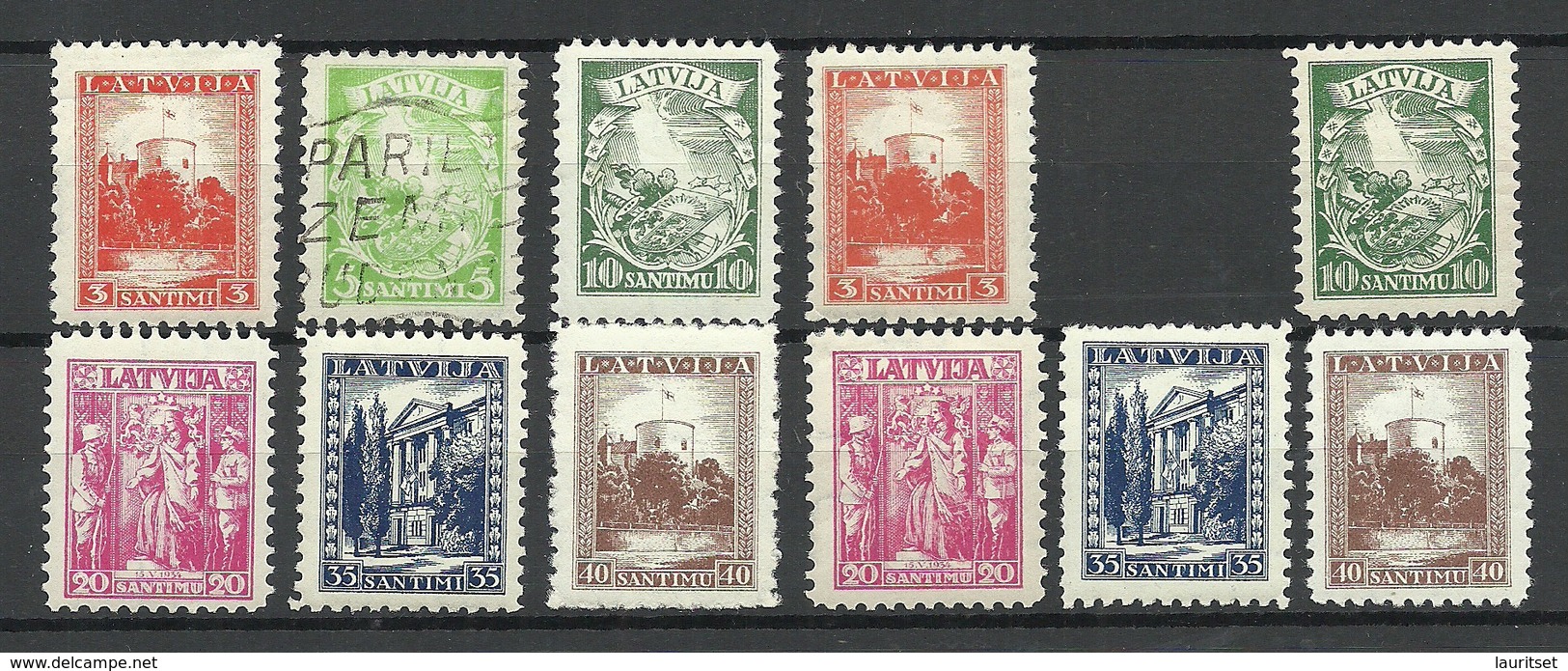 LETTLAND Latvia 1934 Lot Aus Michel 232 - 237 * (1 Stamp Is O) - Letland
