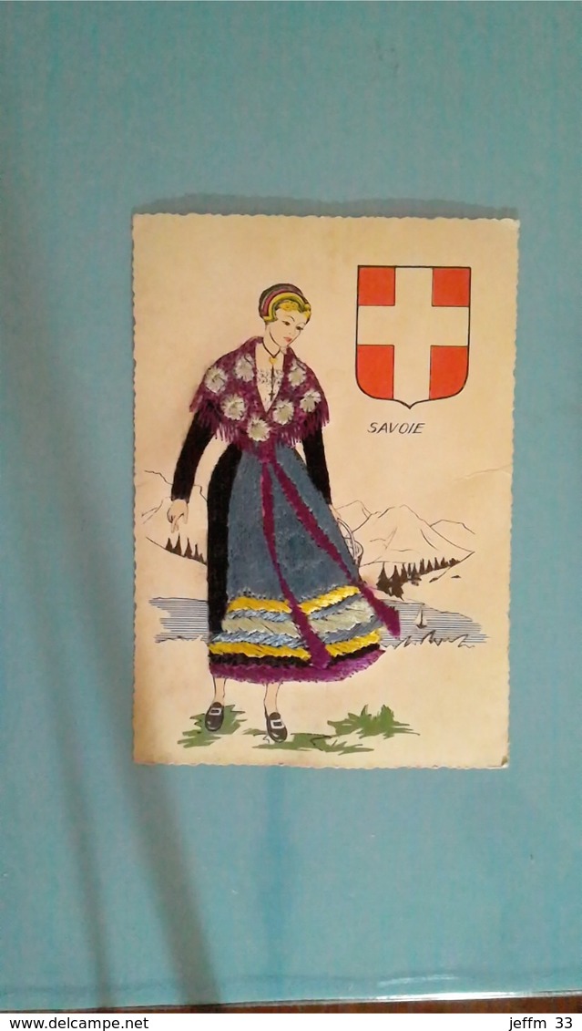 CARTE POSTALE ANCIENNE ANNEES 50 BRODEE A FIL SIGNEE ILLUSTRATEUR BEAL - SAVOIE - Brodées