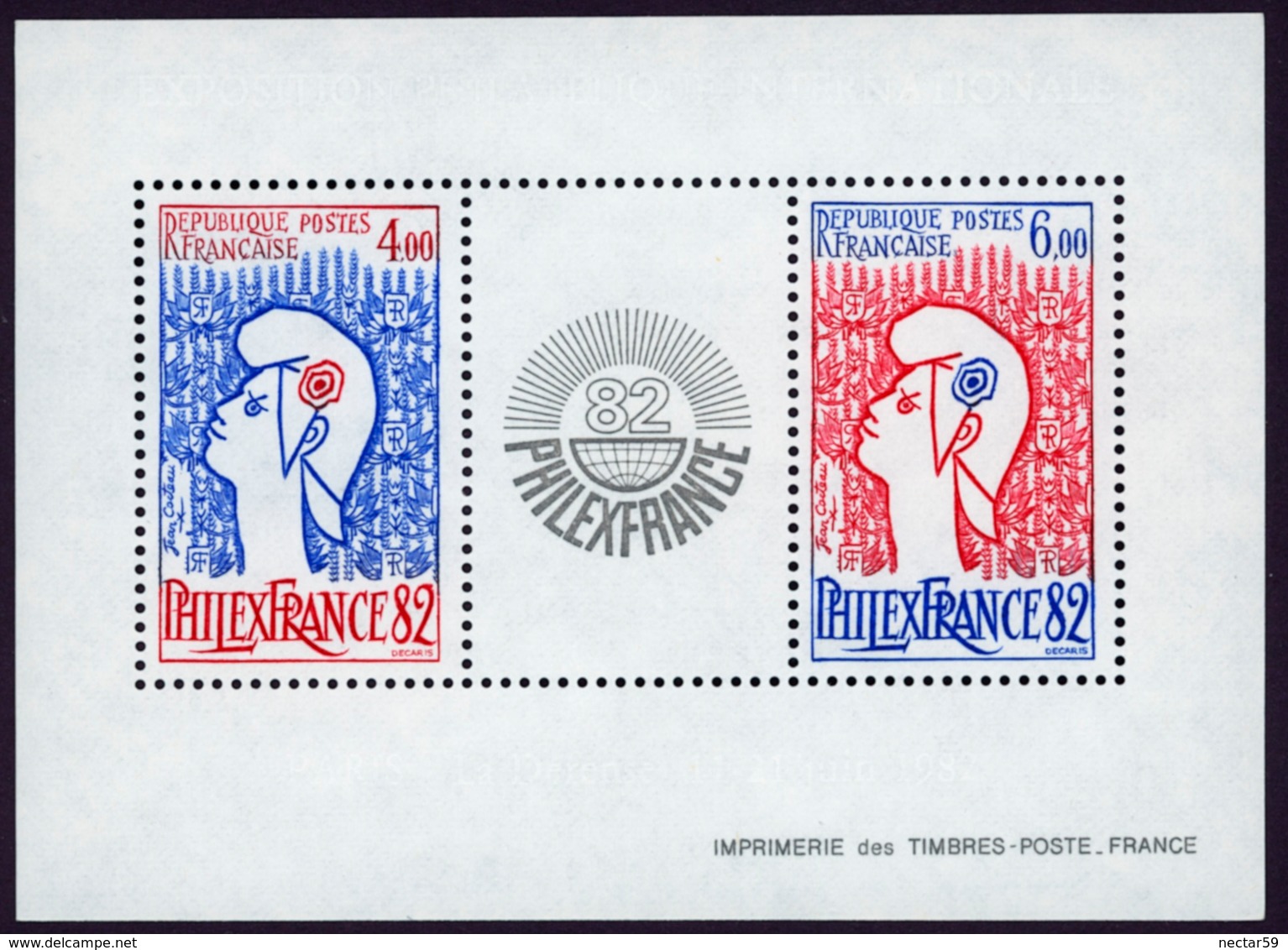 FRANCE YT: Bloc N° 8 MNH** Philexfrance 82 (n° 2216 & 2217 ) Marianne, Bonnet Phrygien, ETAT NEUF - PERFECT - Mint/Hinged