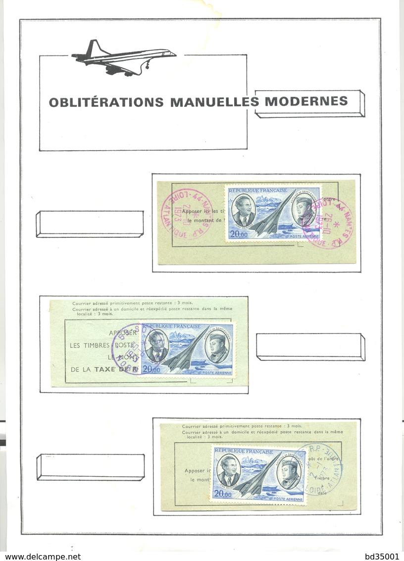 Concorde - Lot De 31 Oblitérations Sur PA 44  Mermoz St Exupery Sur Parties De Bulletins De Réexpédition - Concorde