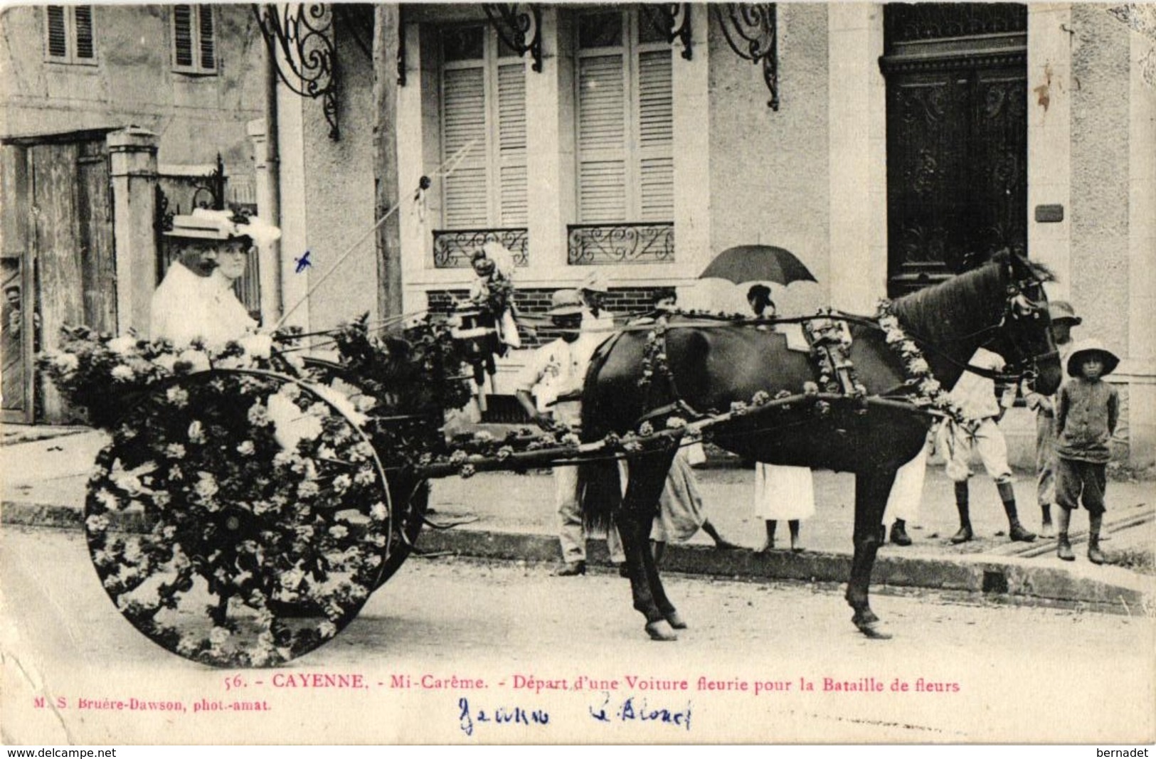 GUYANE ... CAYENNE .. MI CAREME ... DEPART D'UNE VOITURE FLEURIE .. 1908 - Cayenne