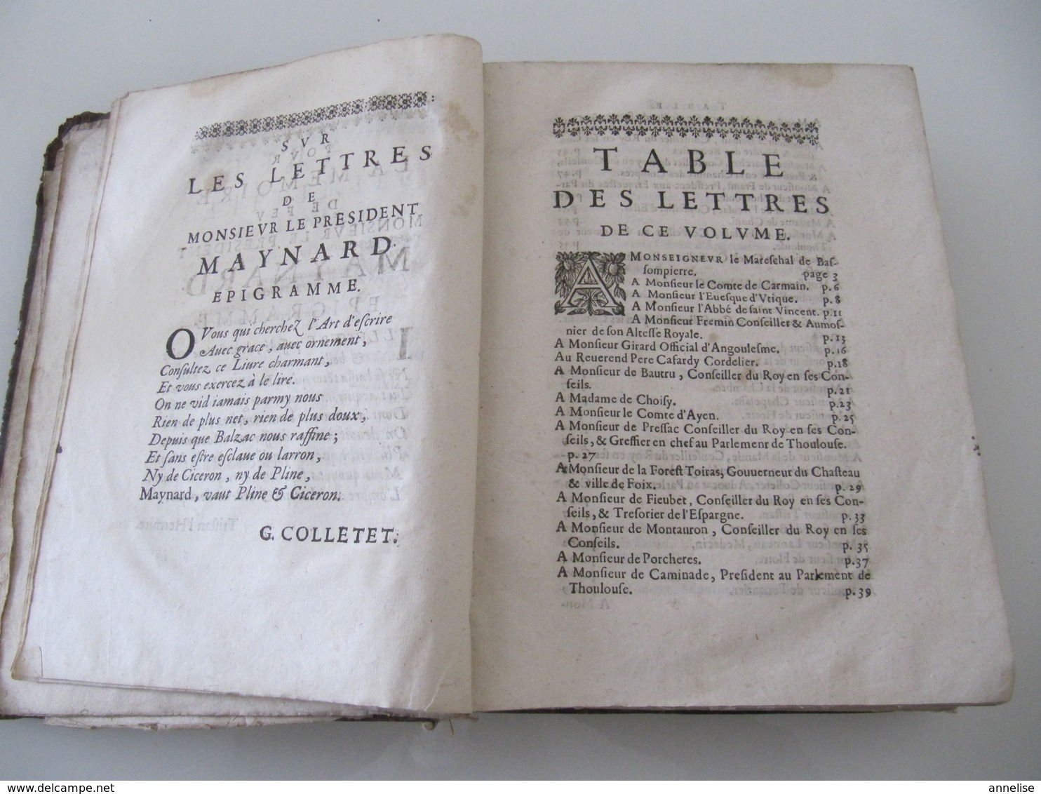 1652 Lettres Du Président Maynard Présidial 15 Aurillac Ed Toussaint Quinet Paris 1ère édition - Before 18th Century