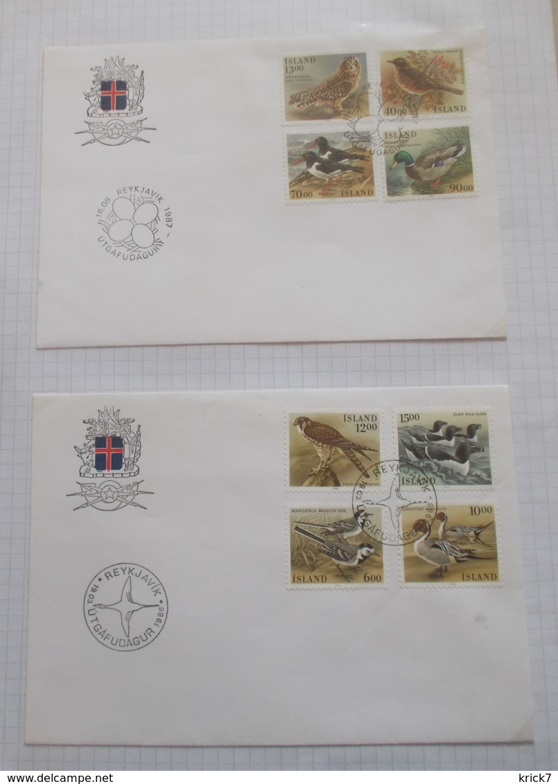 Thématique "Oiseaux" Timbres Obl. Et F.D.C. D,Islande (7 Scans) - Collections, Lots & Series