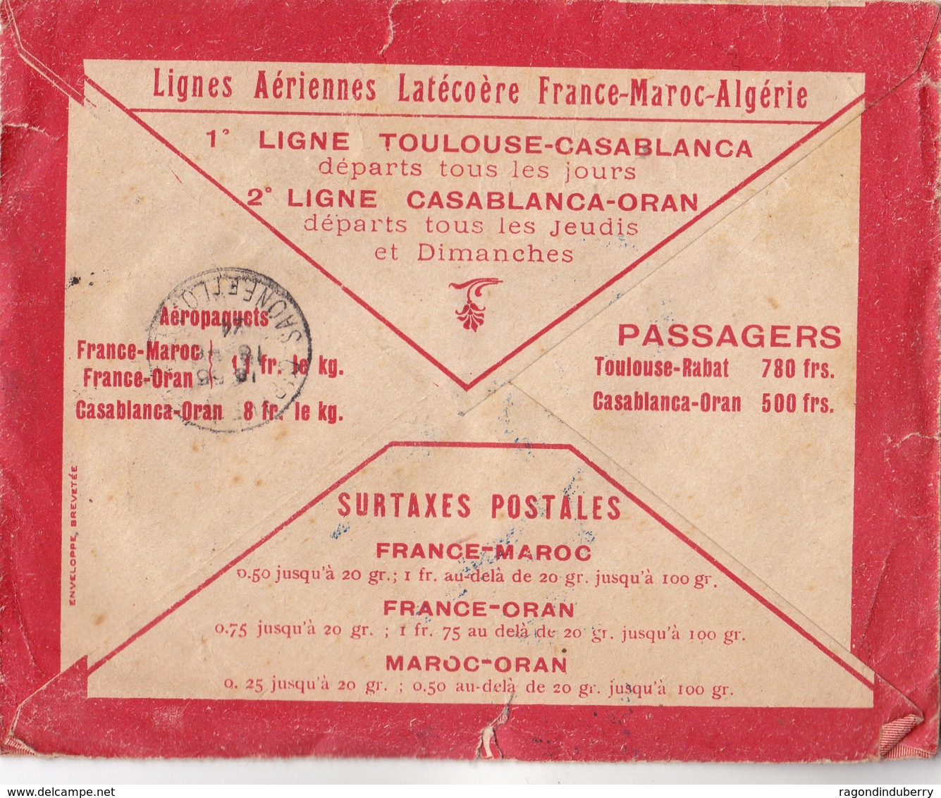 ENVELOPPE De 1924 LIGNES AERIENNES LATECOERE  - MILITARIA - Cachet Dépôt Des Isolés Métropolitain - TIMBRES Et Oblit Pos - Lettres & Documents
