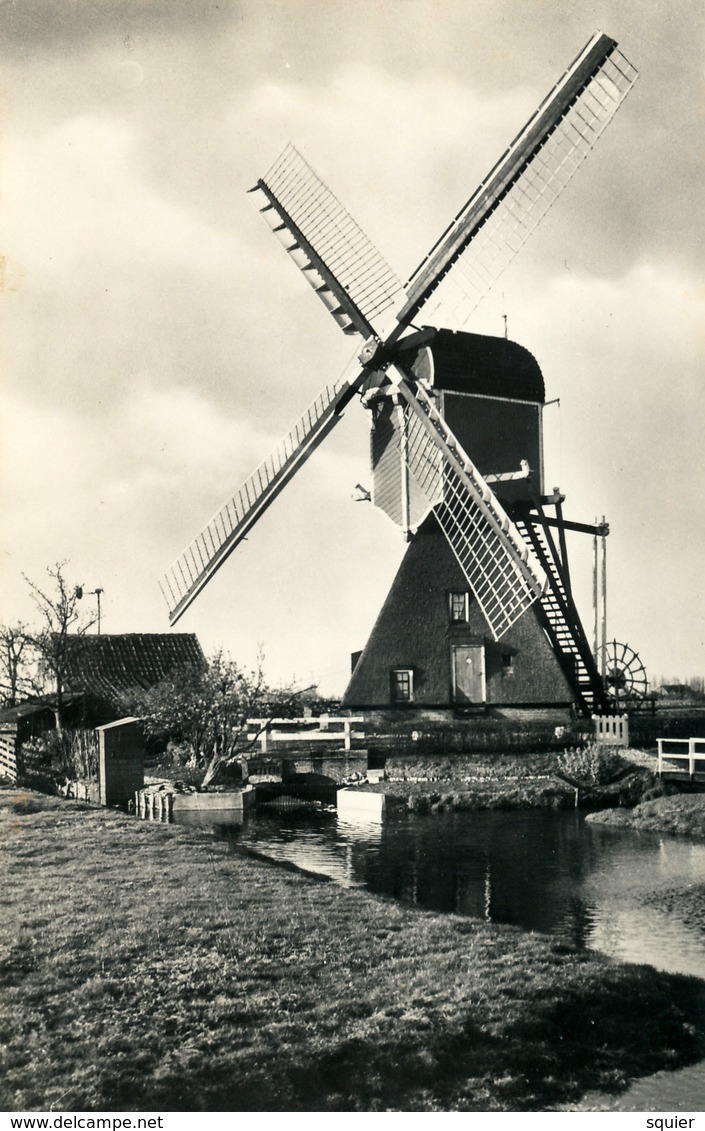 Woubrugge,Vlietmolen, Poldermolen, Windmill, Real Photo, - Mulini Ad Acqua