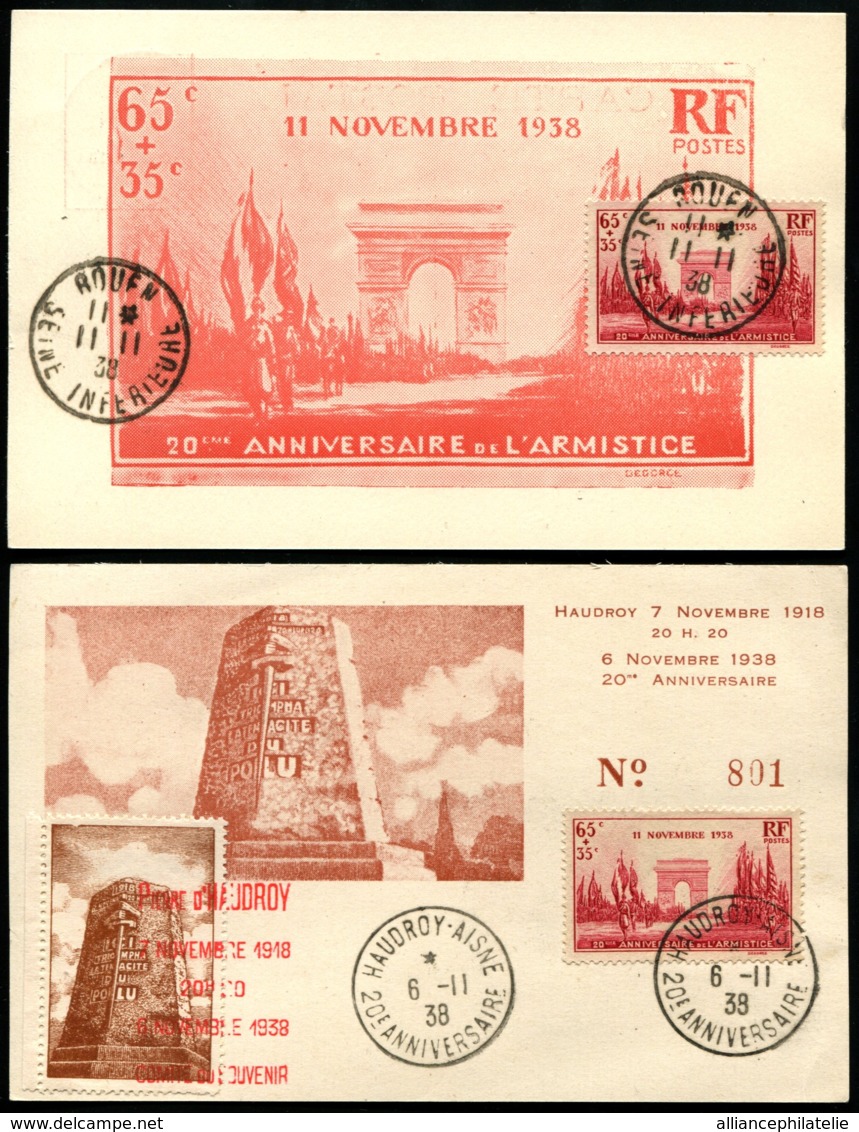 FRANCE - N°403 Obl Sur 3 Cartes Différentes Dont 2 Cartes Maximum (1938) - TB - Lettres & Documents