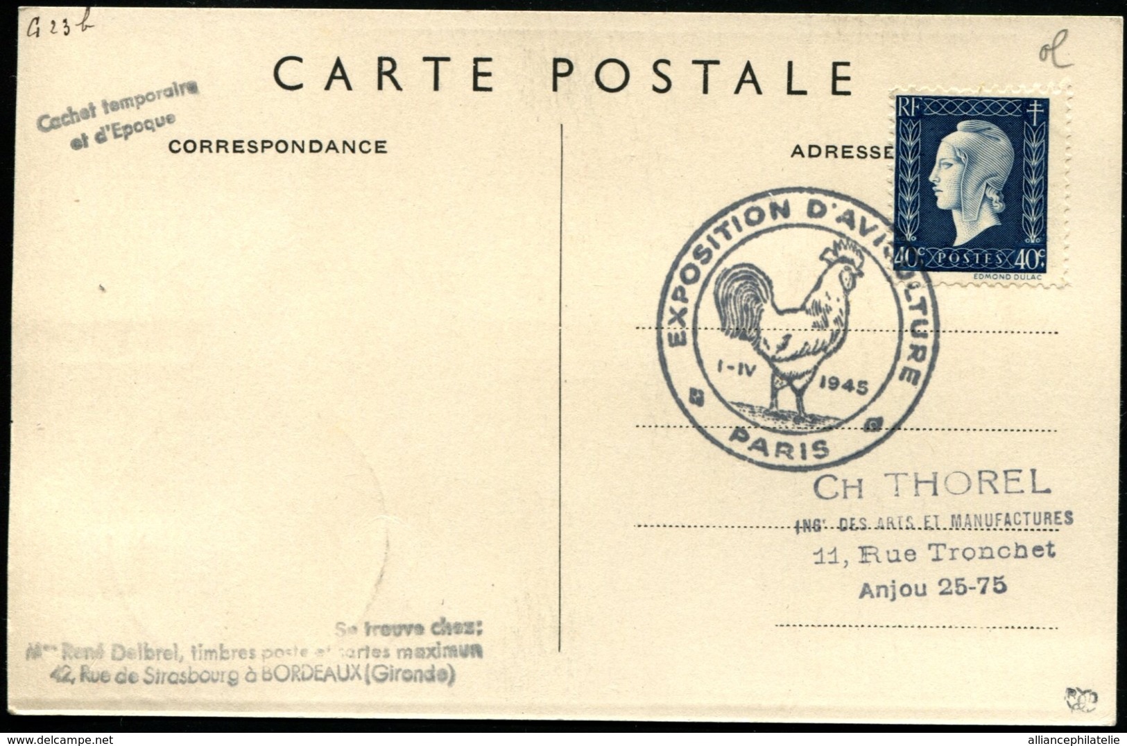 FRANCE - N°632 Obl 1/IV/1945 De PARIS S/Carte Maximum - TB - Storia Postale