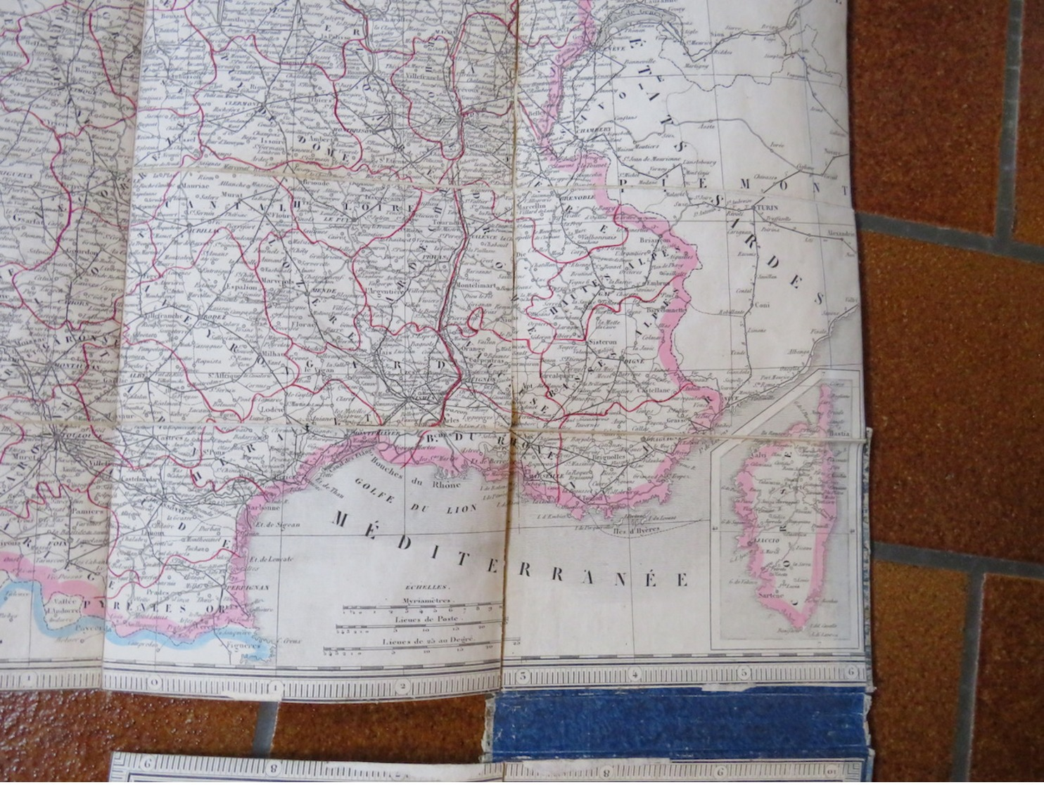 CHARLE géographe 1845: Carte routière de la France indiquant les routes de poste, royales, chemins de fer ....