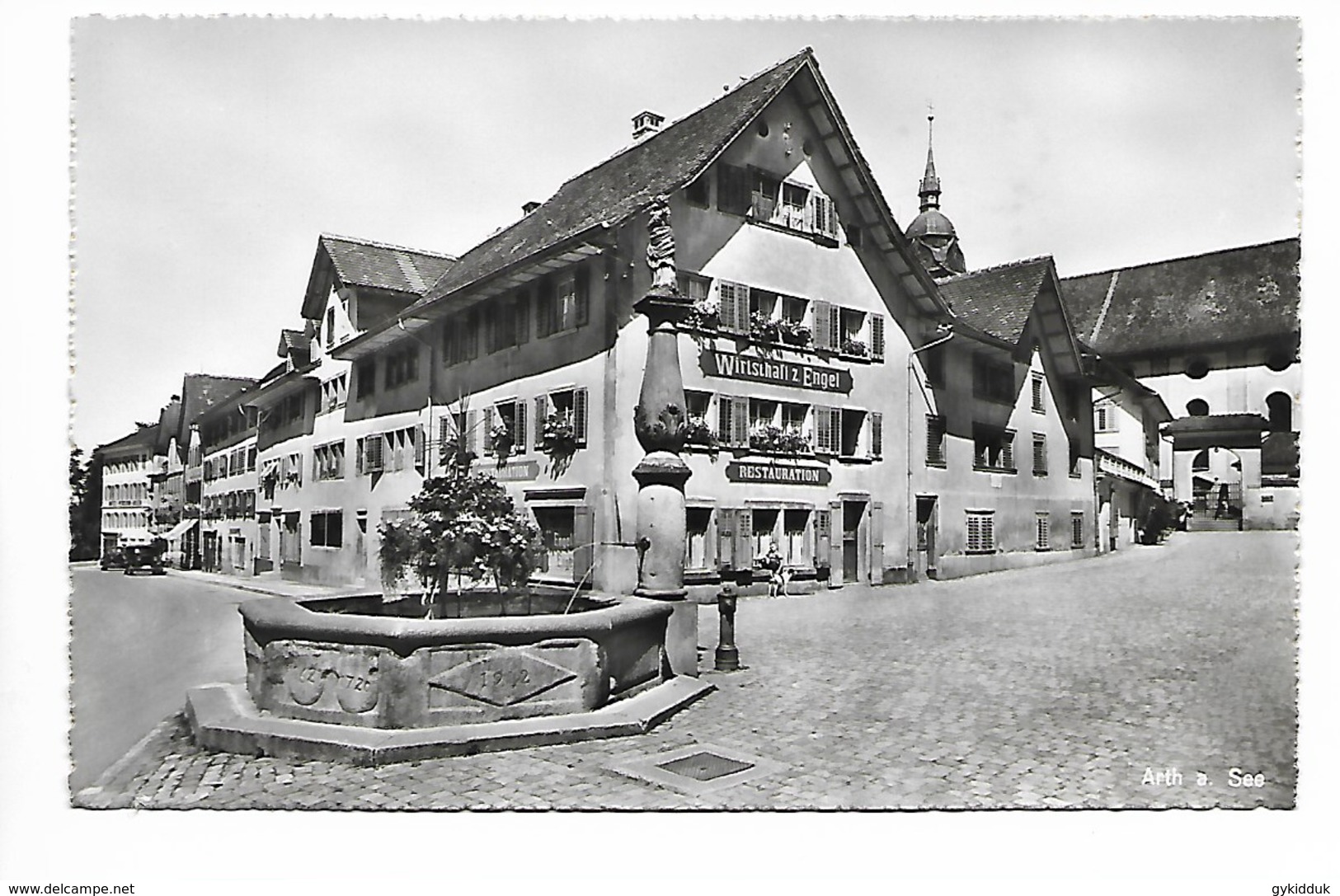 B/W VIEW OF ARTH, SCHWYZ, SWITZERLAND. - Arth