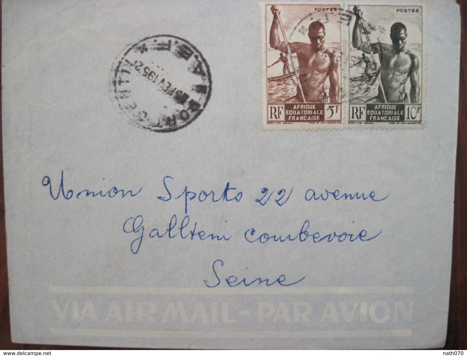GABON 1952 France Port Gentil AEF Par Avion Air Mail Lettre Enveloppe Cover Colonie Airmail - Covers & Documents