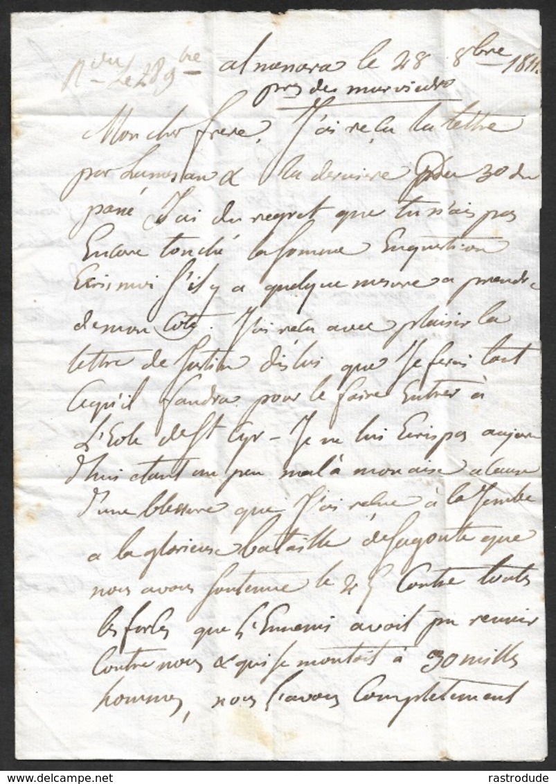 1811 - LAC - 64 OLERON - 28 Oct ALMENARA (ESPAGNE) Lettre D'un Soldat - Armee Française D'Aragon - Bat. Sagonte - 1801-1848: Précurseurs XIX