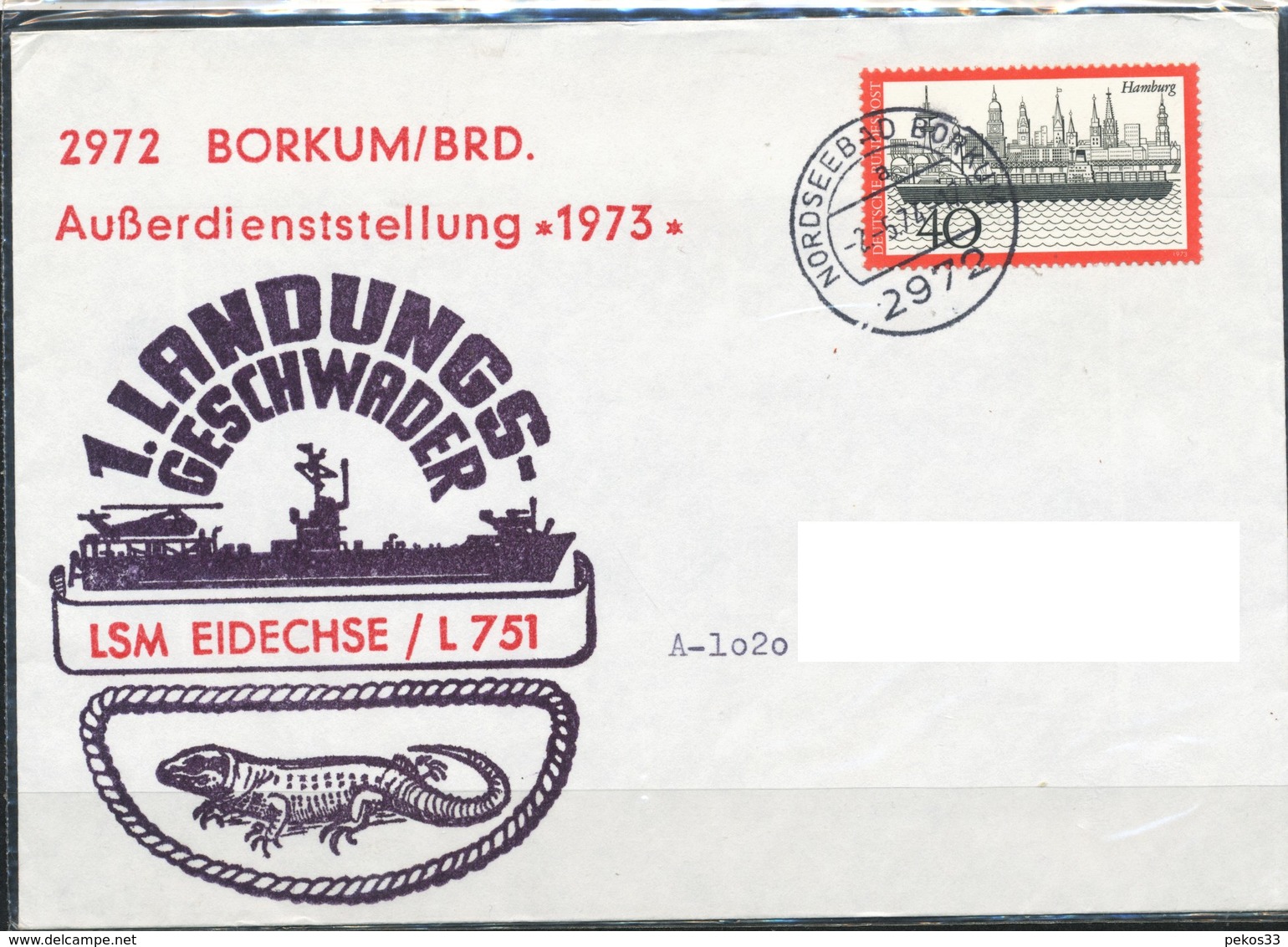 Schiffpost  BRD   1. Landungsgeschwader LSM Eidechse - L 751 - Militaria