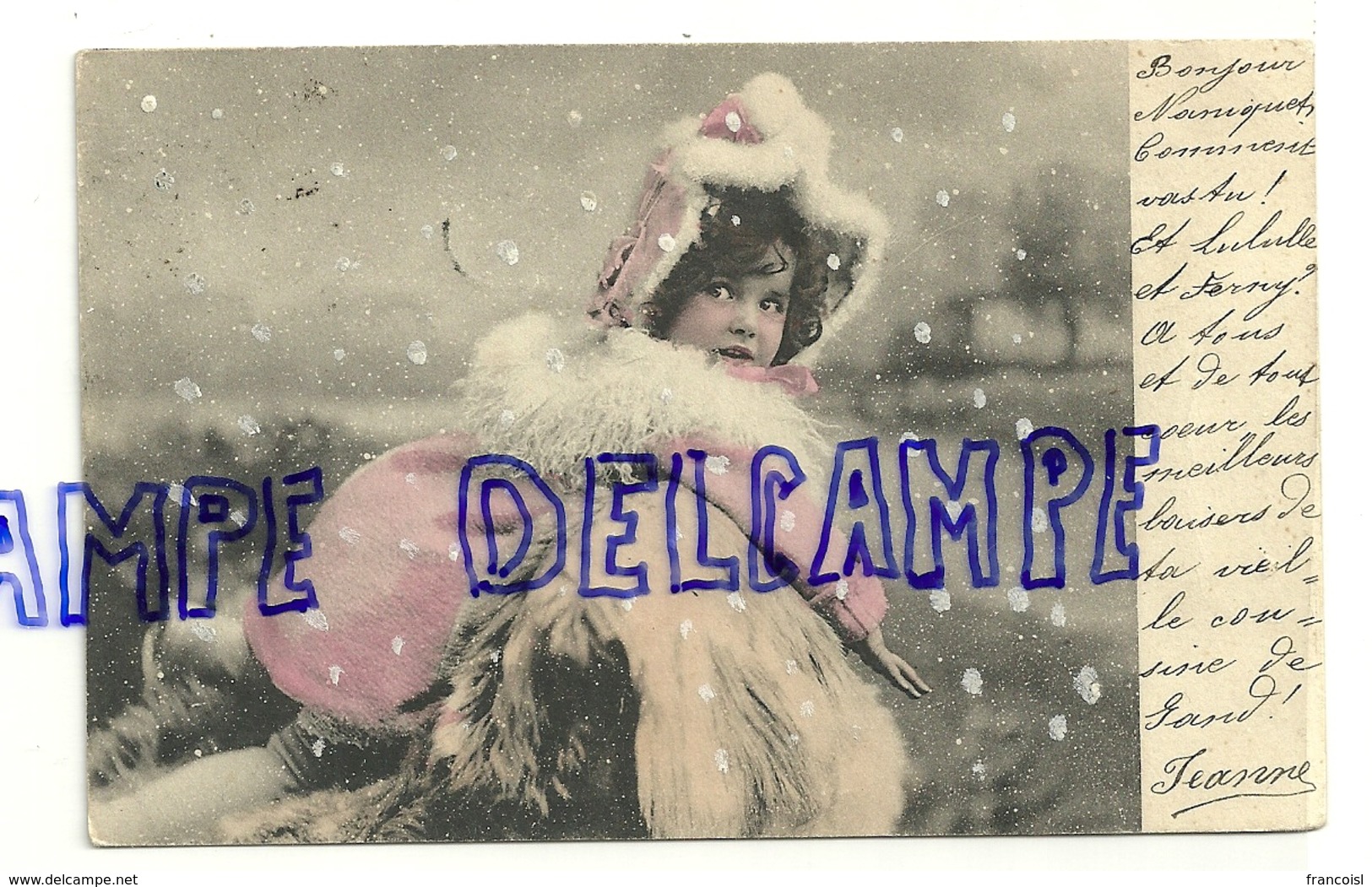 Photographie. Petite Fille Dans La Neige. Flocons Peints. 1904 - Gruppi Di Bambini & Famiglie