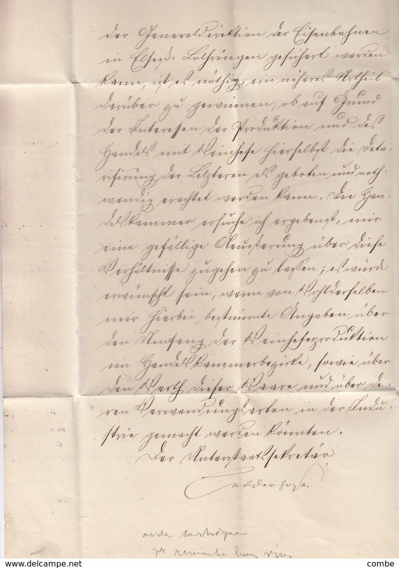 LETTRE. 27 12 1882. MINISTERIUM FÜR ELSASS  - LOTHRINGEN STRASSBURG POUR COLMAR. ETIQUETTE BLEUE AU VERSO