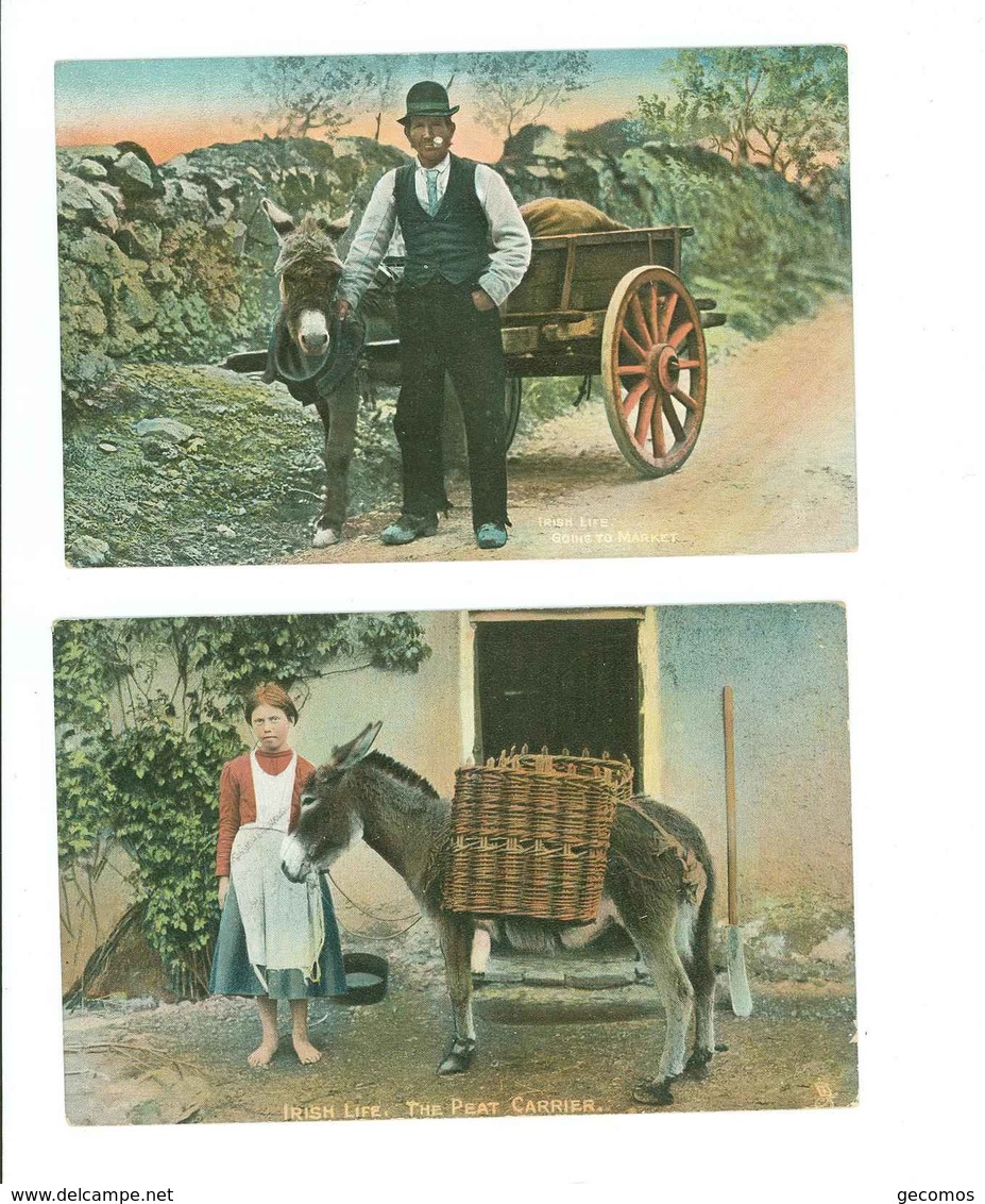 RAPHAEL TUCK....IRISH LIFE -- Lot De 2 Cartes........(attelage, ânes...) - Tuck, Raphael