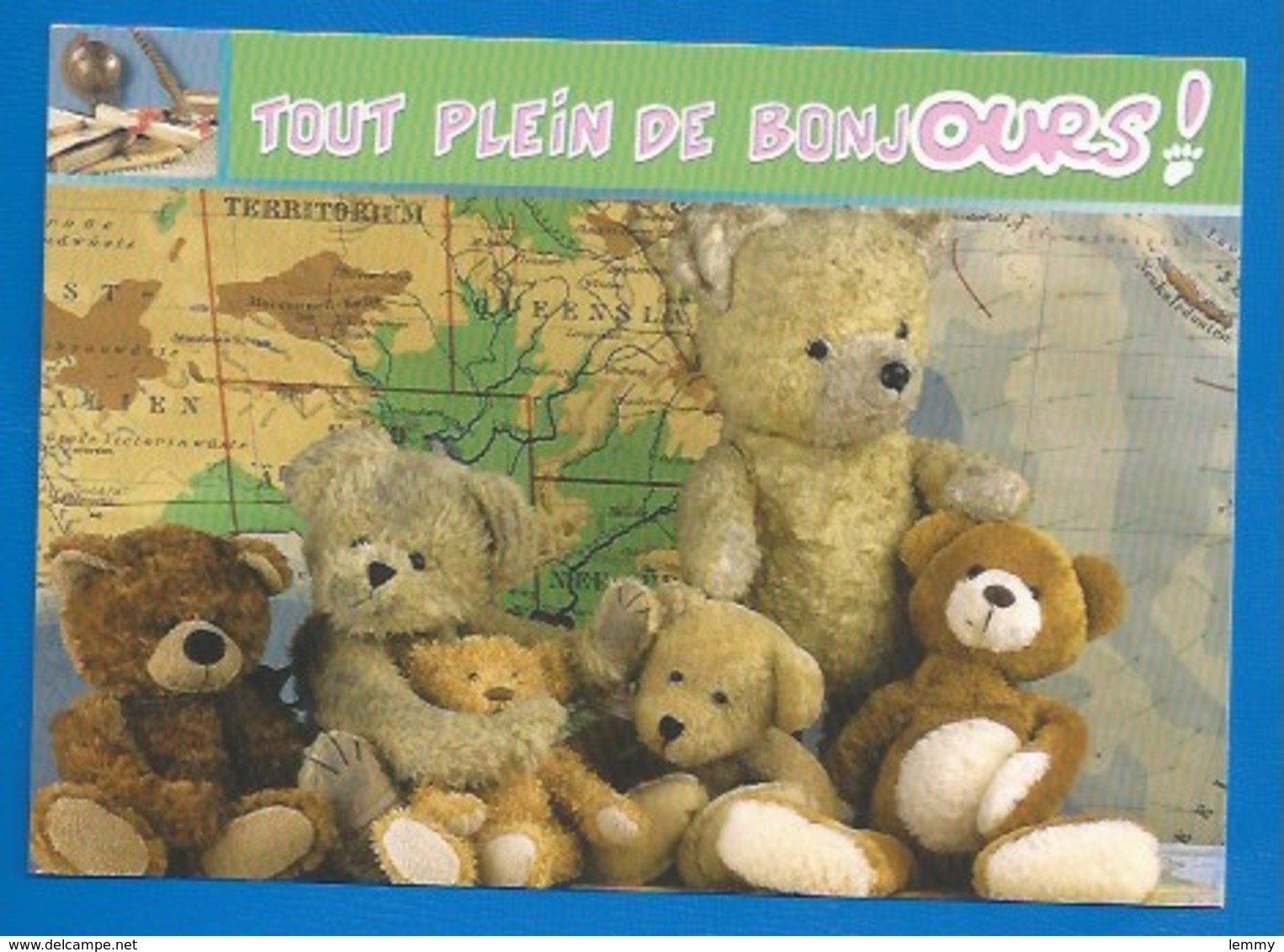 OURS EN PELUCHE - OURSONS - NOUNOURS - LOT DE 2 CARTES - PEIN DE BonjOURS - ON EST TOUS LÀ ..10.5 X 15 - Ours