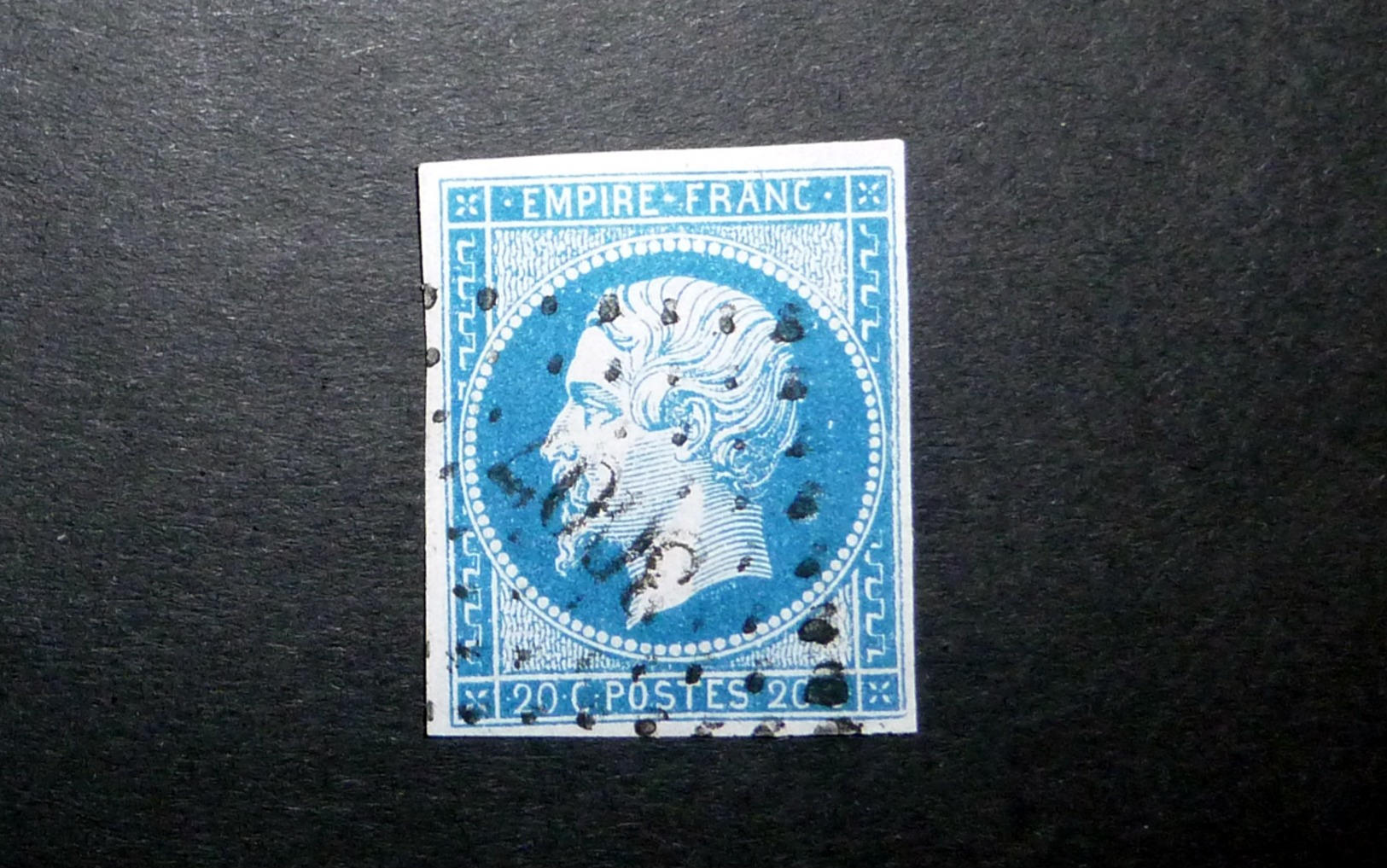 FRANCE 1854 N°14I OBL. LOSANGE PC 3007 (NAPOLÉON III. SECOND EMPIRE. 20C BLEU. LÉGENDE EMPIRE FRANC. NON DENTELÉ. TYPE I - 1853-1860 Napoléon III