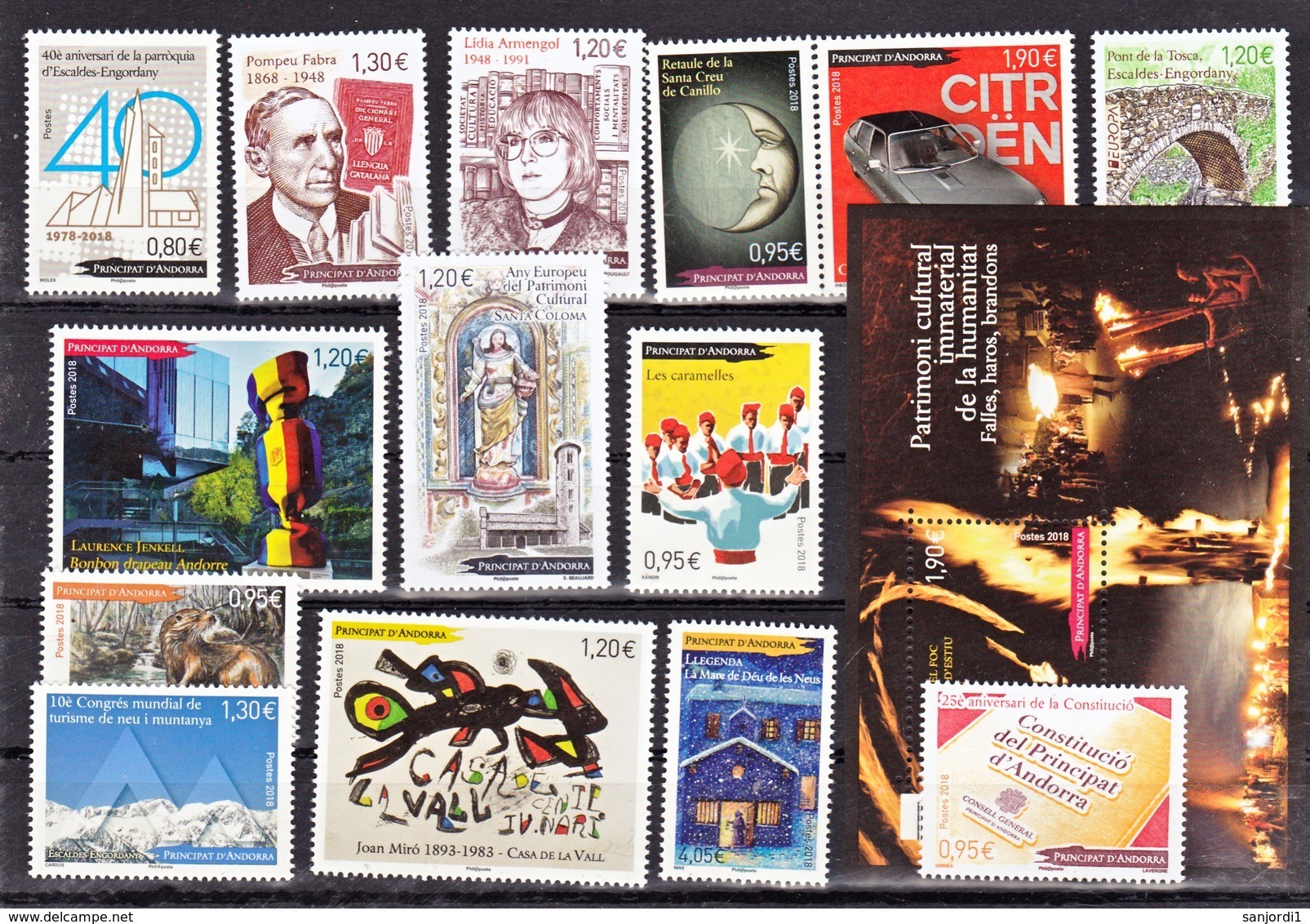 Andorre Française 2018 Année Complète Neuf ** TB MNH Sin Charnela Faciale 21.05 - Full Years