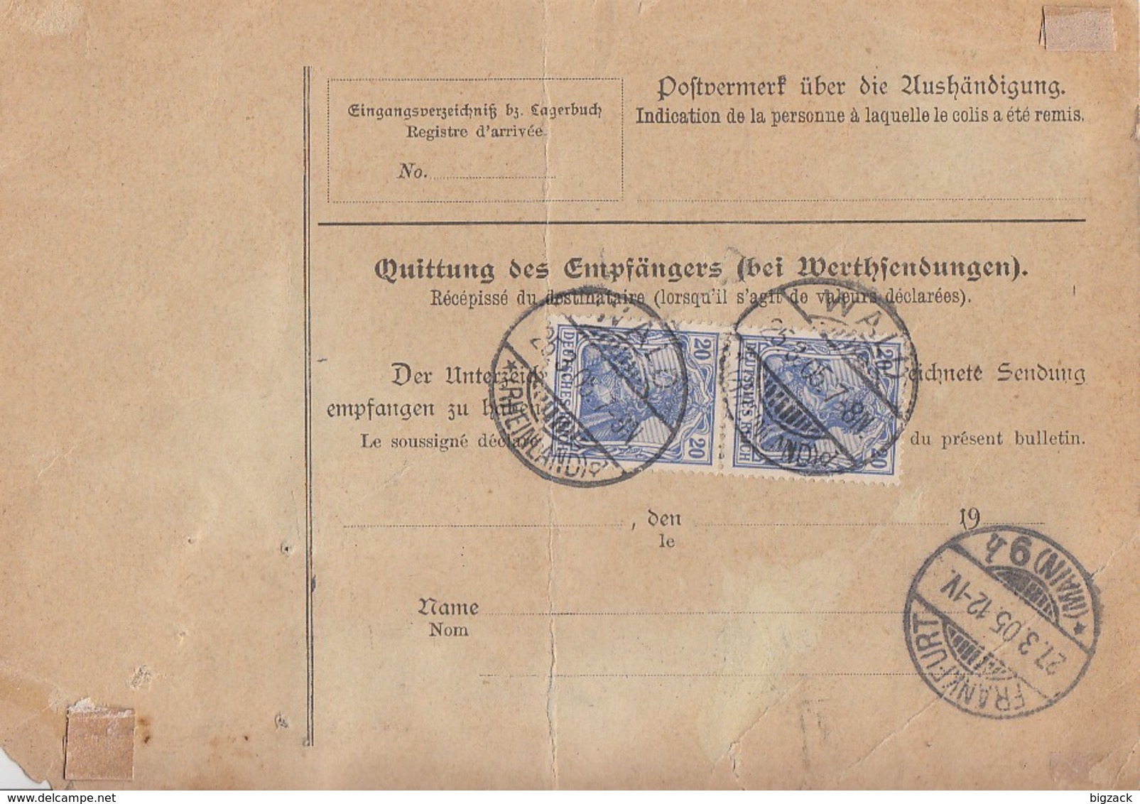 DR NN-Paketkarte Mif Minr.2x 72, 2x 74 Wald (Rhld.) 25.3.05 Gel. In Schweiz - Briefe U. Dokumente