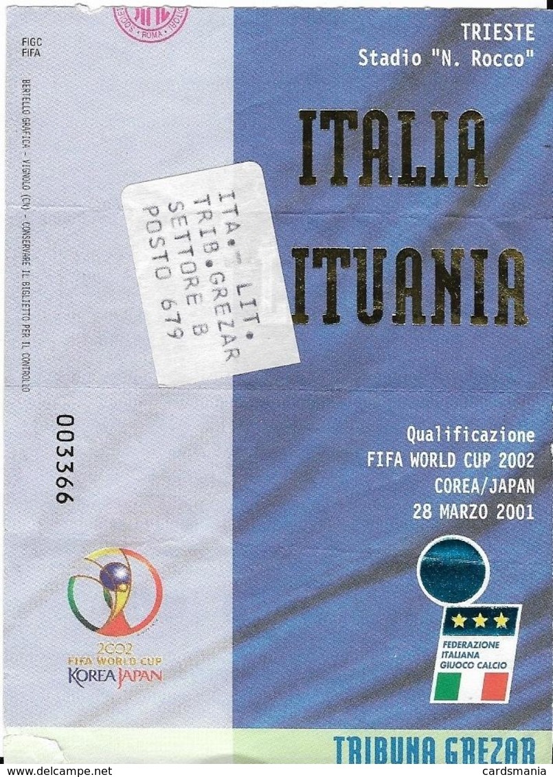 Biglietto ITALIA-LITUANIA 28/03/2001 - Altri & Non Classificati