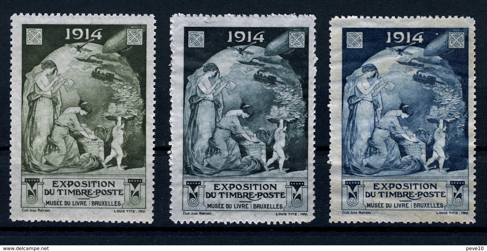 Cinderella Belgique Exposition De Timbres-poste  Bruxelles 1914 - Erinnophilie [E]