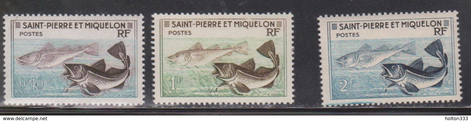 ST PIERRE & MIQUELON Scott # 351-3 MH - Codfish - Unused Stamps