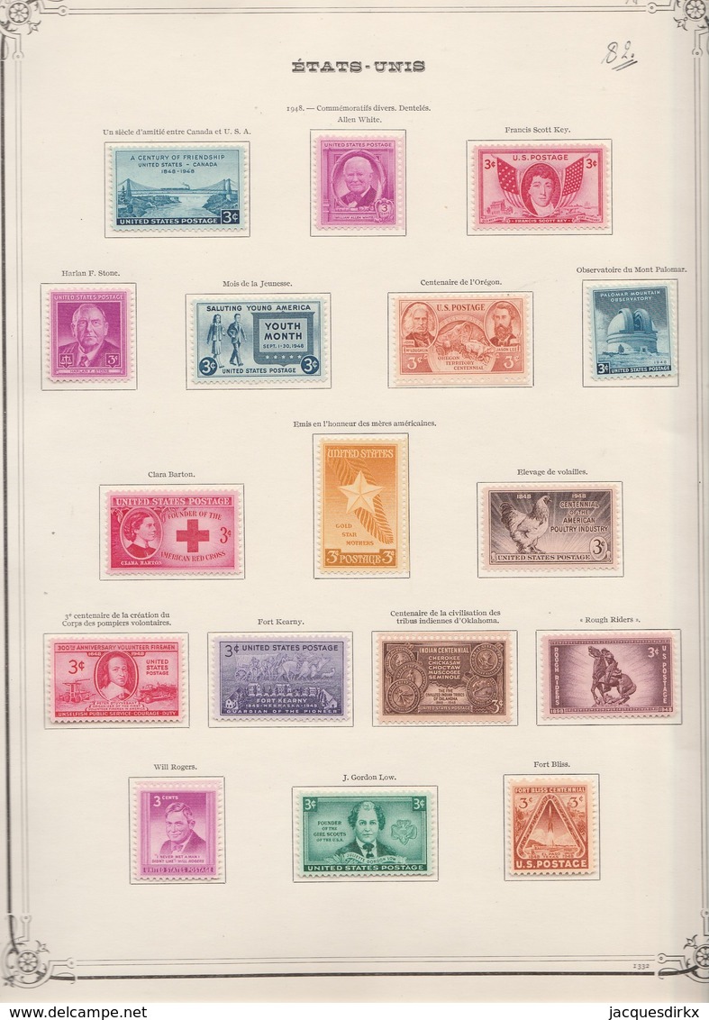 USA  .  10   Pages  Avec Timbres     .     *  Et  **  (80%:  ** ) - Unused Stamps