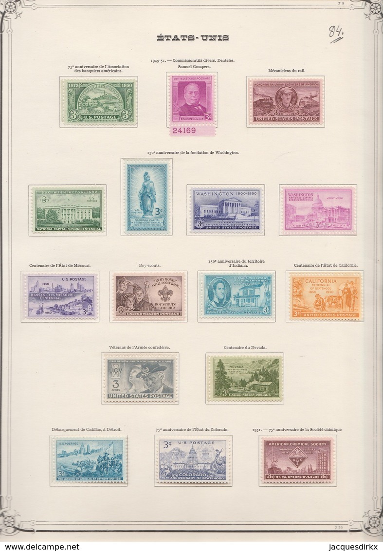 USA  .  10   Pages  Avec Timbres     .     *  Et  **  (80%:  ** ) - Unused Stamps