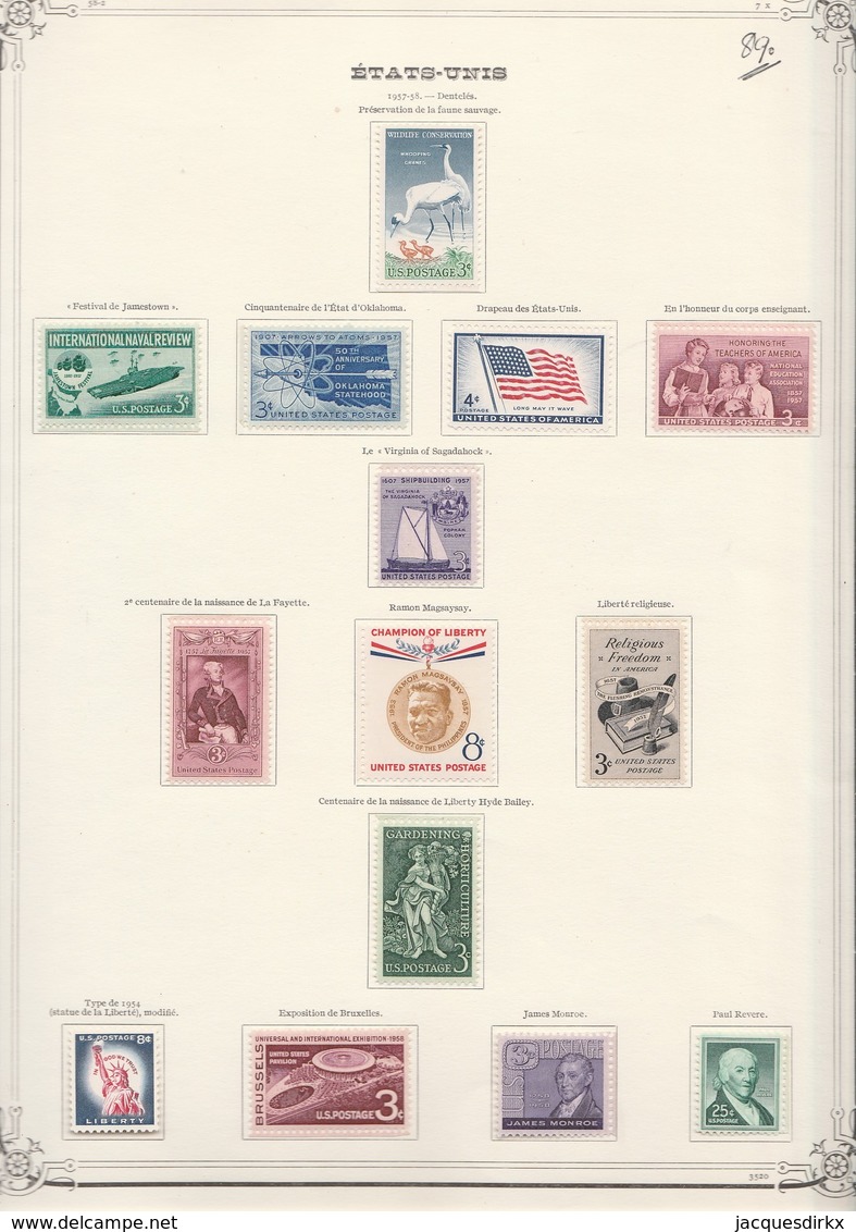 USA  .  10   pages  avec timbres     .     *  et  **  (80%:  ** )