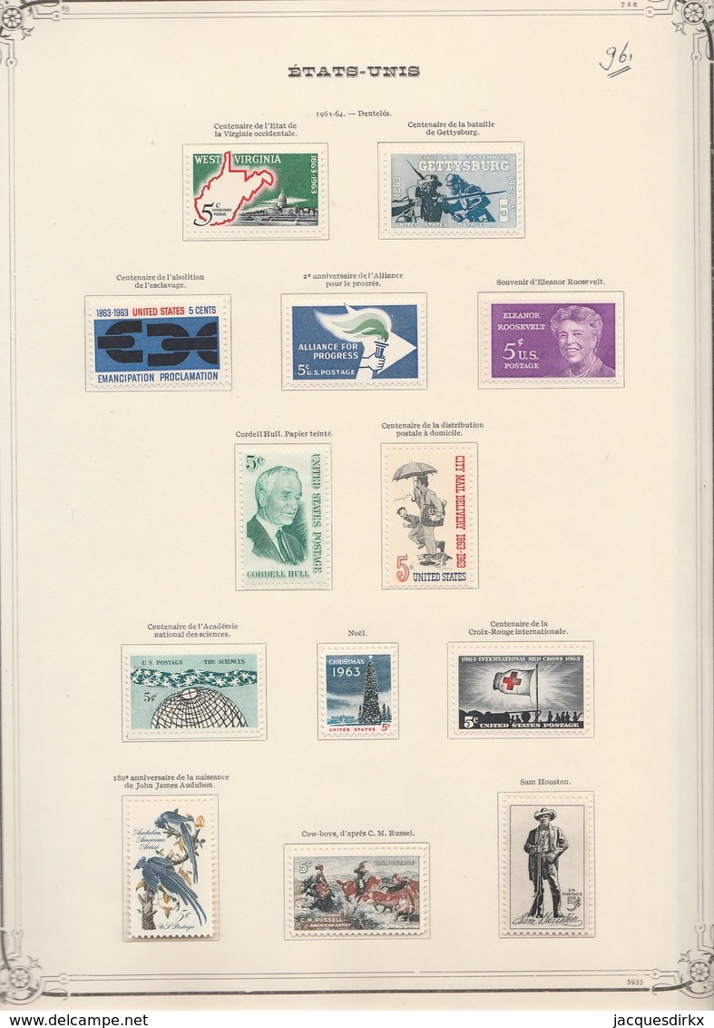 USA  .  10   pages  avec timbres     .     *  et  **  (90%:  ** )