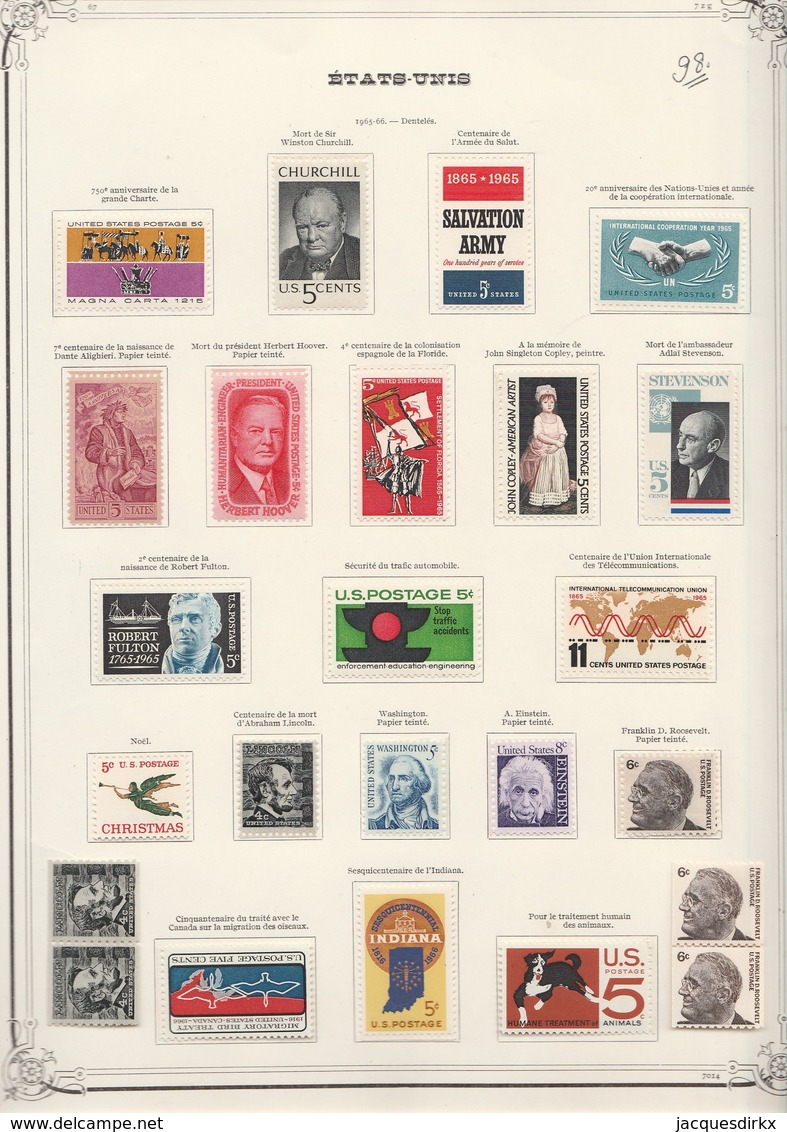 USA  .  10   pages  avec timbres     .     *  et  **  (90%:  ** )