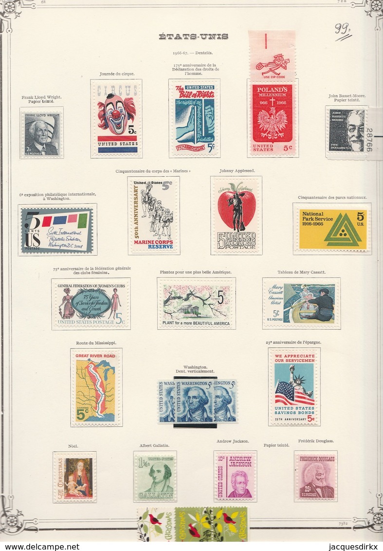 USA  .  10   pages  avec timbres     .     *  et  **  (90%:  ** )