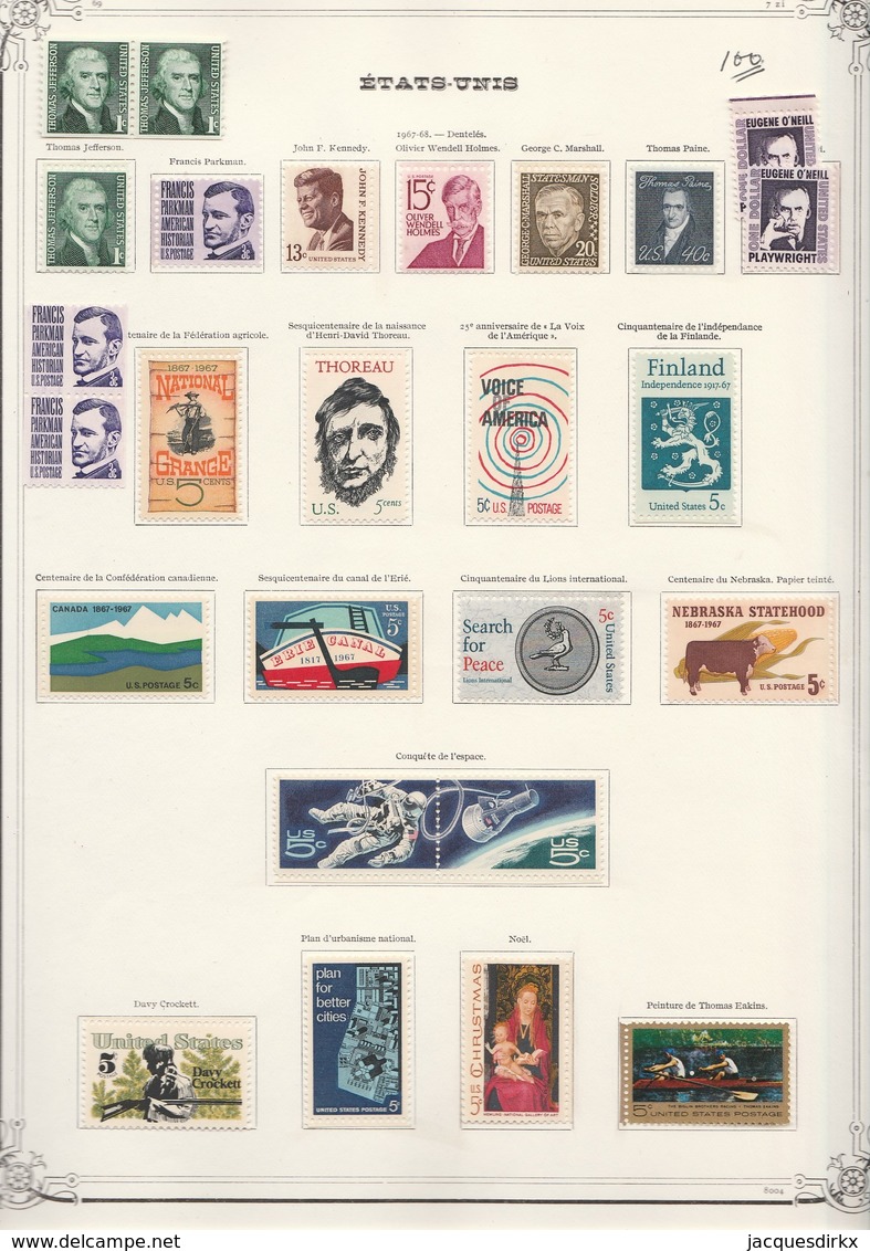 USA  .  10   pages  avec timbres     .     *  et  **  (90%:  ** )