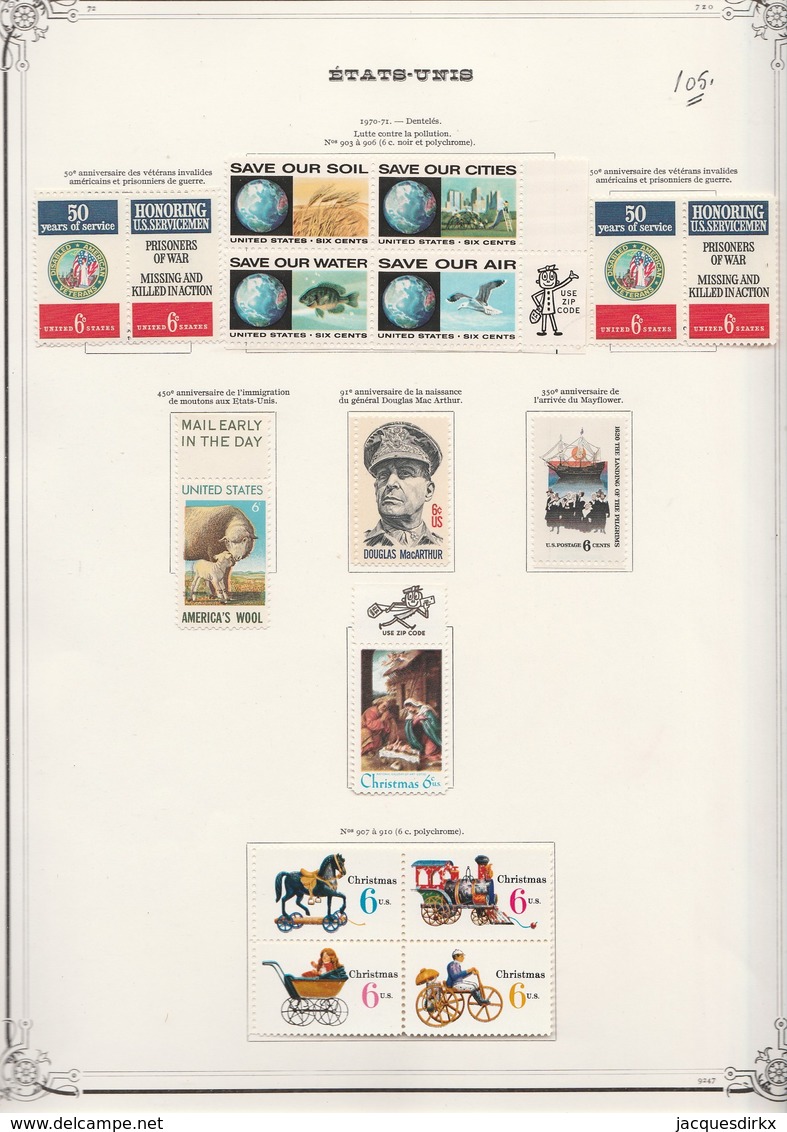 USA  .  10   Pages  Avec Timbres     .     *  Et  **  (90%:  ** ) - Unused Stamps