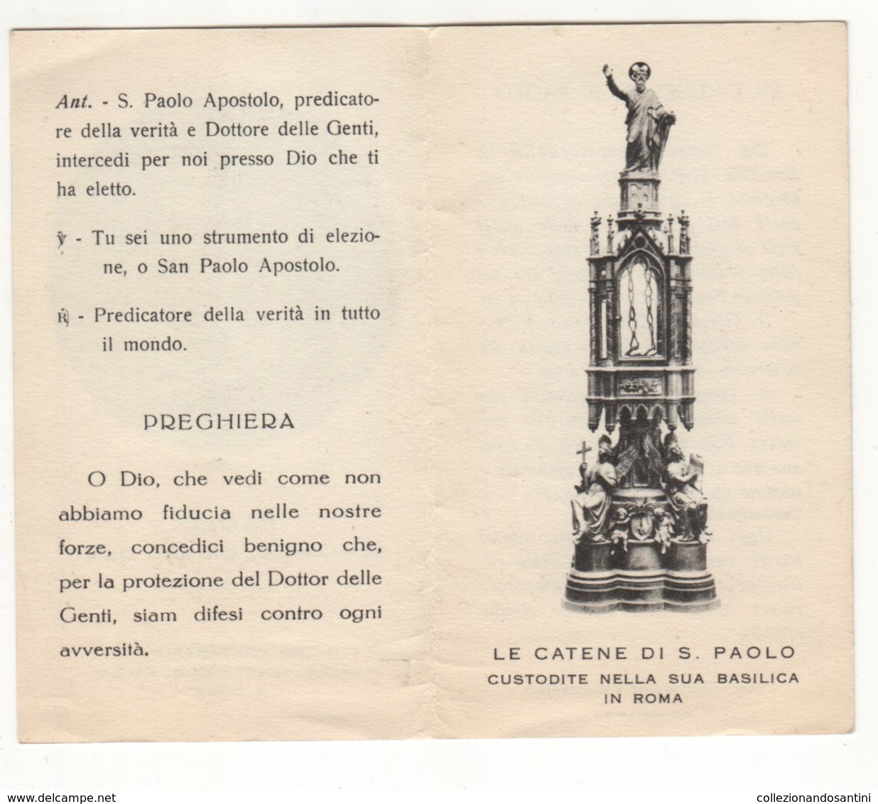 Santino Antico San Paolo Apostolo XIX Centenario Della Venuta A Roma - Religione & Esoterismo