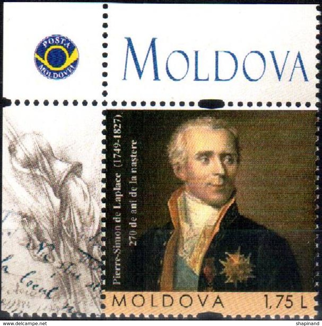 Moldova 2019  Pierre-Simon Laplace (1789 –1827) French Mathematician,mechanic,physicist And Astronomer 1v Quality:100% - Moldova