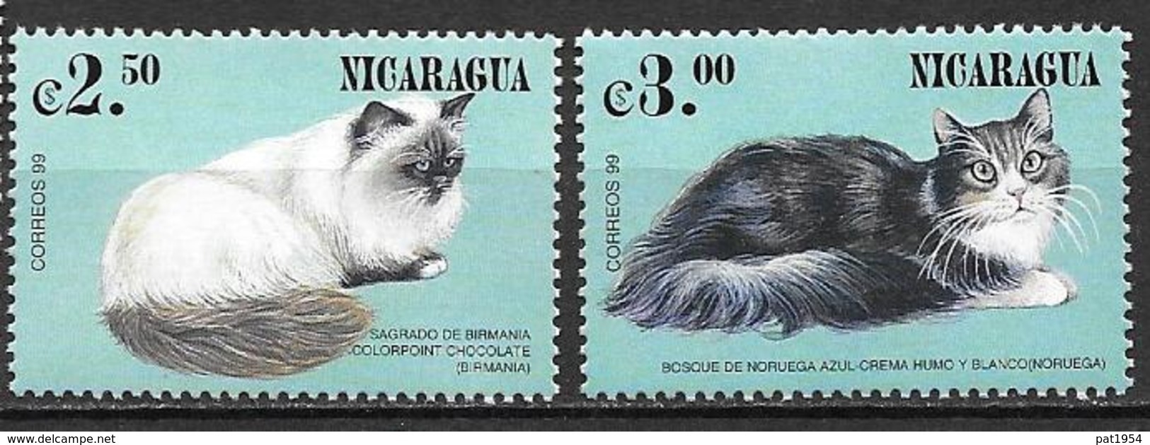 Nicaragua 2000 N°2373/2374 Neufs Avec Chats - Chats Domestiques