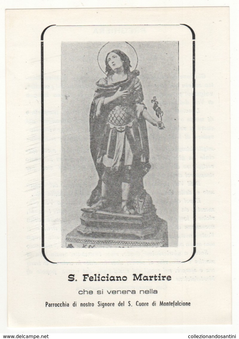 Santino Antico San Feliciano Martire Da Montefalcione - Avellino - Religione & Esoterismo