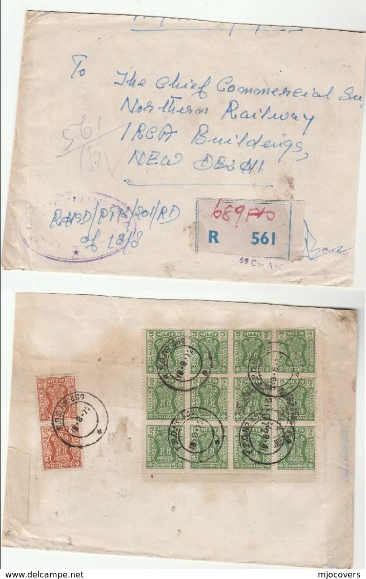 1972 Registered FPO 689  69 COY ASC INDIA Forces To NORTHERN RAILWAY Train Stamps Cover - Militaria