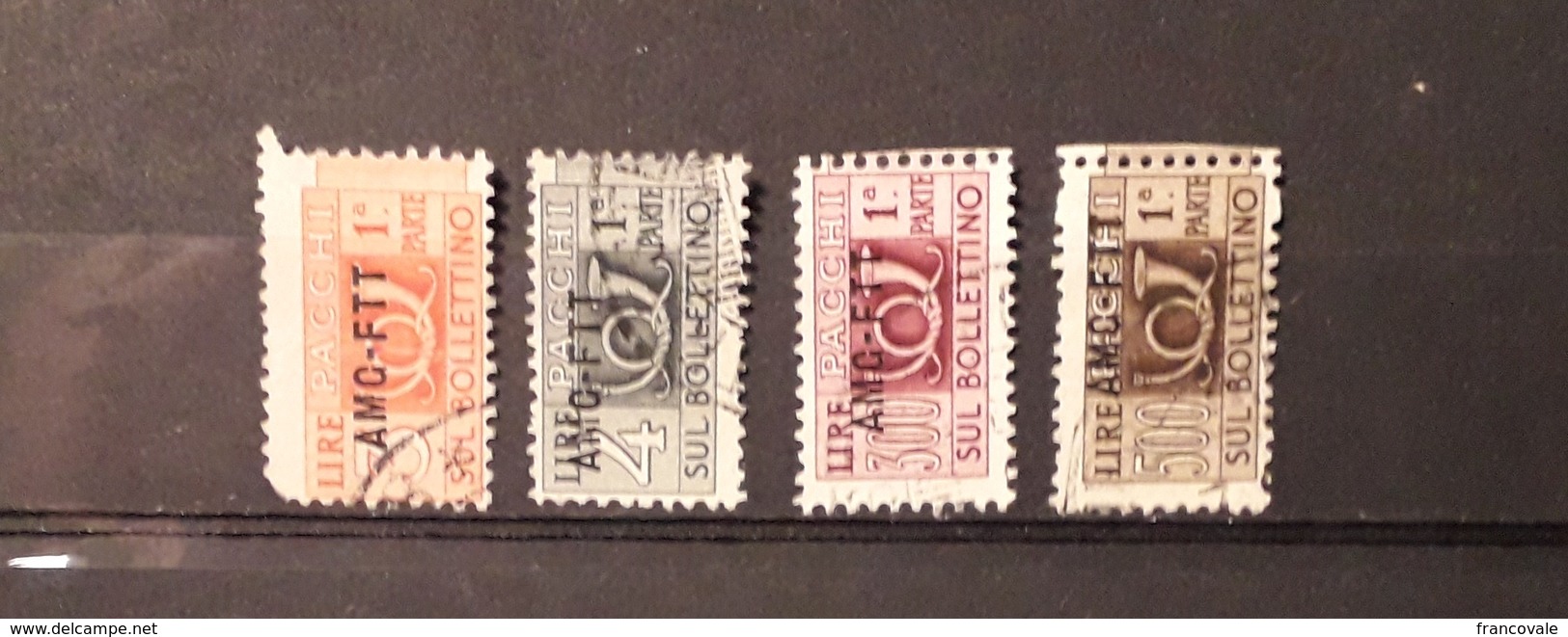 Italia Trieste AMG-FTT 1949-53 4 Pacchi Postali Corno 1° Parte L. 3 L.4 L.300 E L.500 - Postal And Consigned Parcels