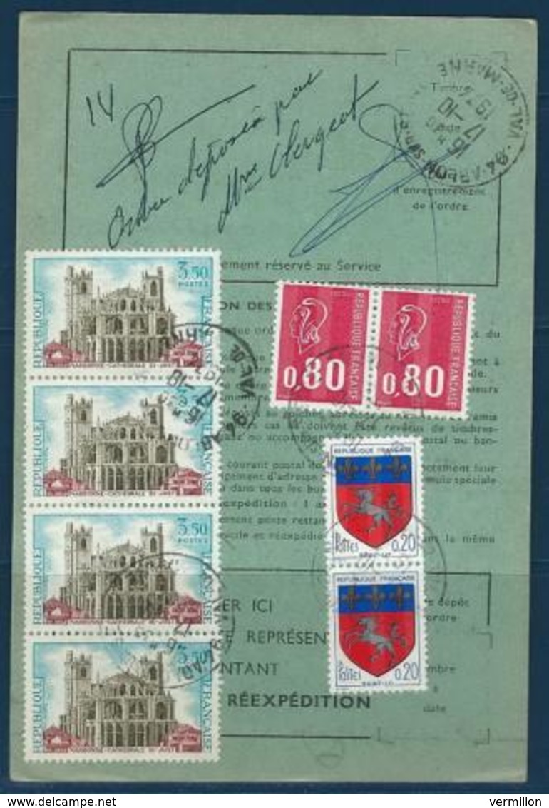 VZ--035-. Type COMMEMORATIF, BLASON & BEQUET - CARTE DE REEXPEDITION DEFINITIVE, CARTE VERTE, TARIF DE 1974 - Tarifs Postaux