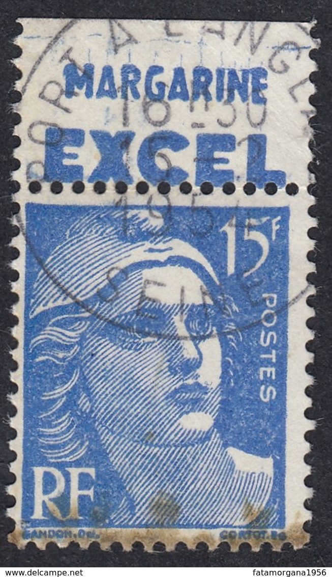 FRANCE Francia Frankreich - 1951 - Marianna Di Gandon, Yvert 886a, Con Inserto Pubblicitario, Blu, 15 F, Usato. - Usati