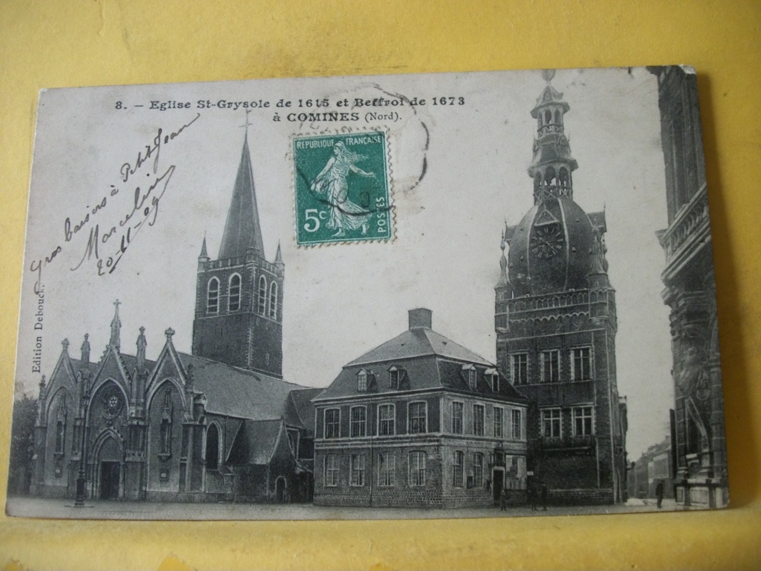 L12 8919 - CPA 1909 - 59 EGLISE ST GRYSOLE DE 1615 ET BEFFROI DE 1673 A COMINES. - Autres & Non Classés