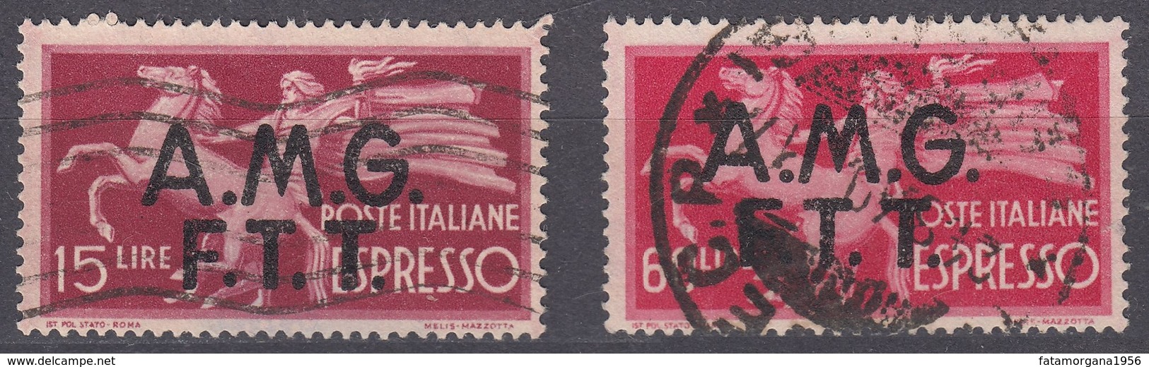TRIESTE ZONA A - 1947/1948 - Espresso, Lotto Di 2 Valori Usati: Yvert 1 E 4. - Posta Espresso