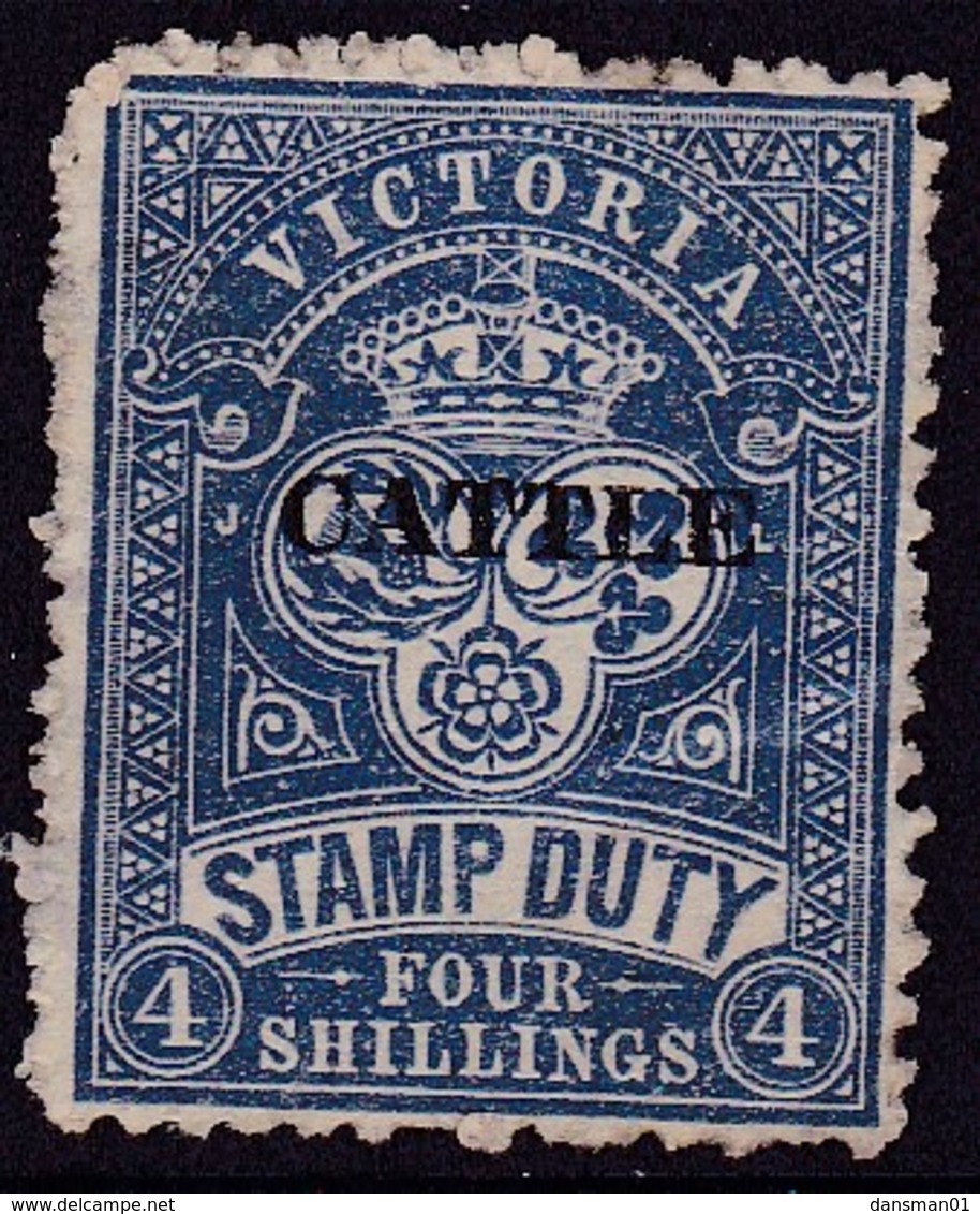 Australia Stamp Duty Cattle Ovpt 4/- Used - Revenue Stamps