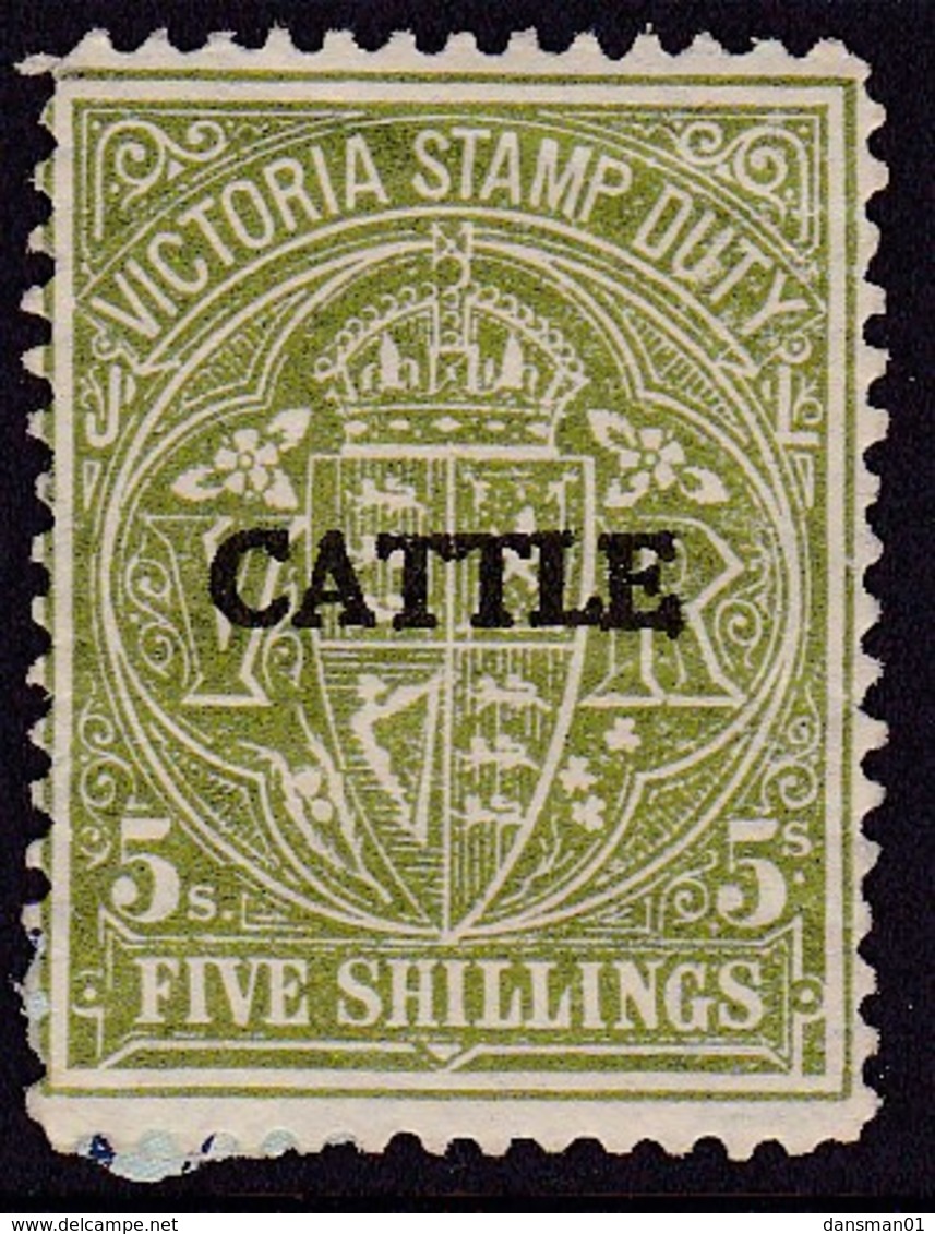 Australia Stamp Duty Cattle Ovpt 5/- Mint (paper Adhesion) - Revenue Stamps