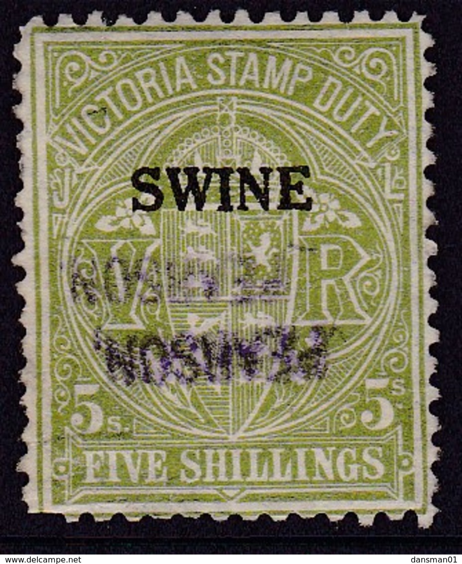 Australia Stamp Duty Swine 5/- Used - Revenue Stamps