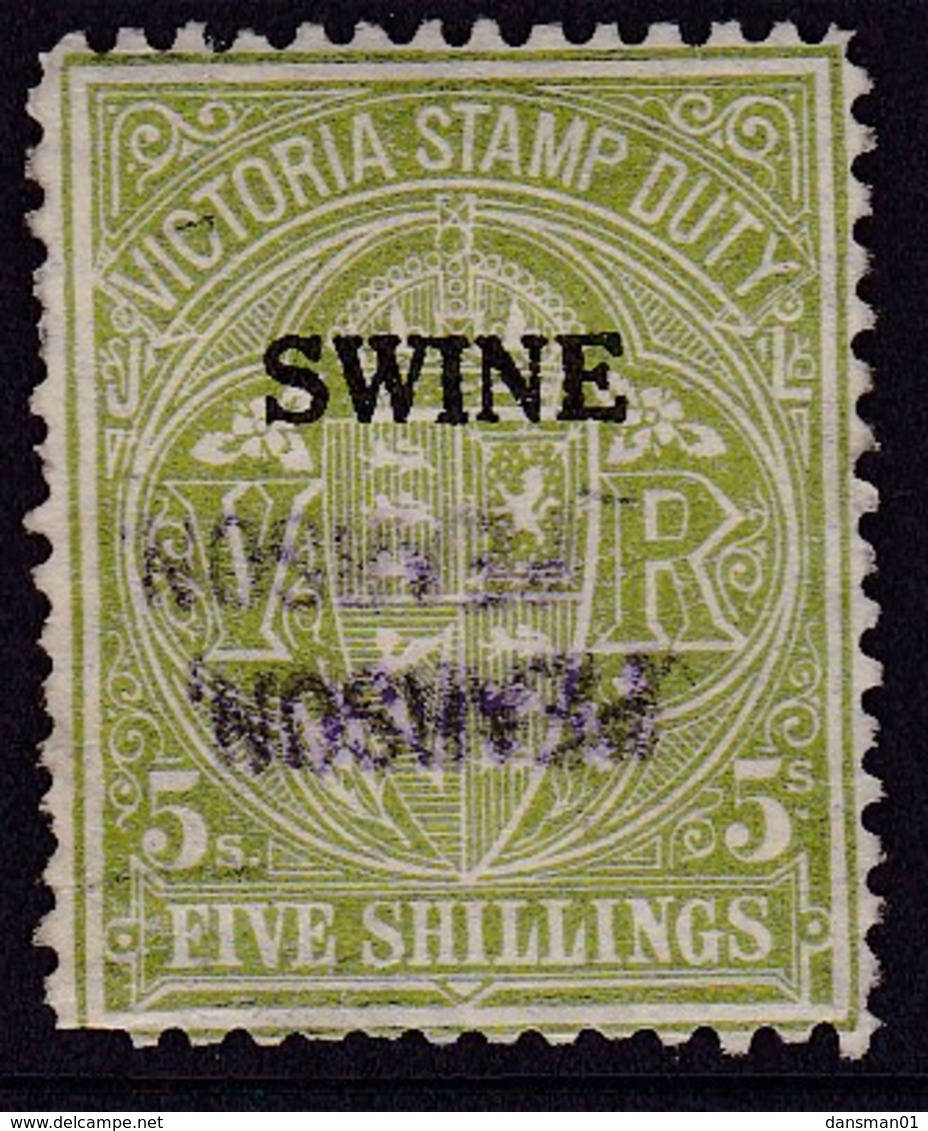 Australia Stamp Duty Swine 5/- Used - Fiscaux