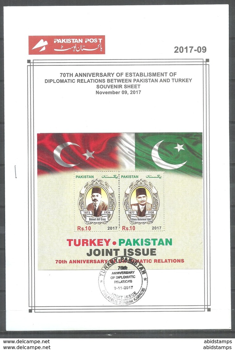 PAKISTAN 2017 BROCHURE WITH STAMP  DIPLOMATIC RELATION PAKISTAN AND TURKEY JOINT ISSUE - Pakistan