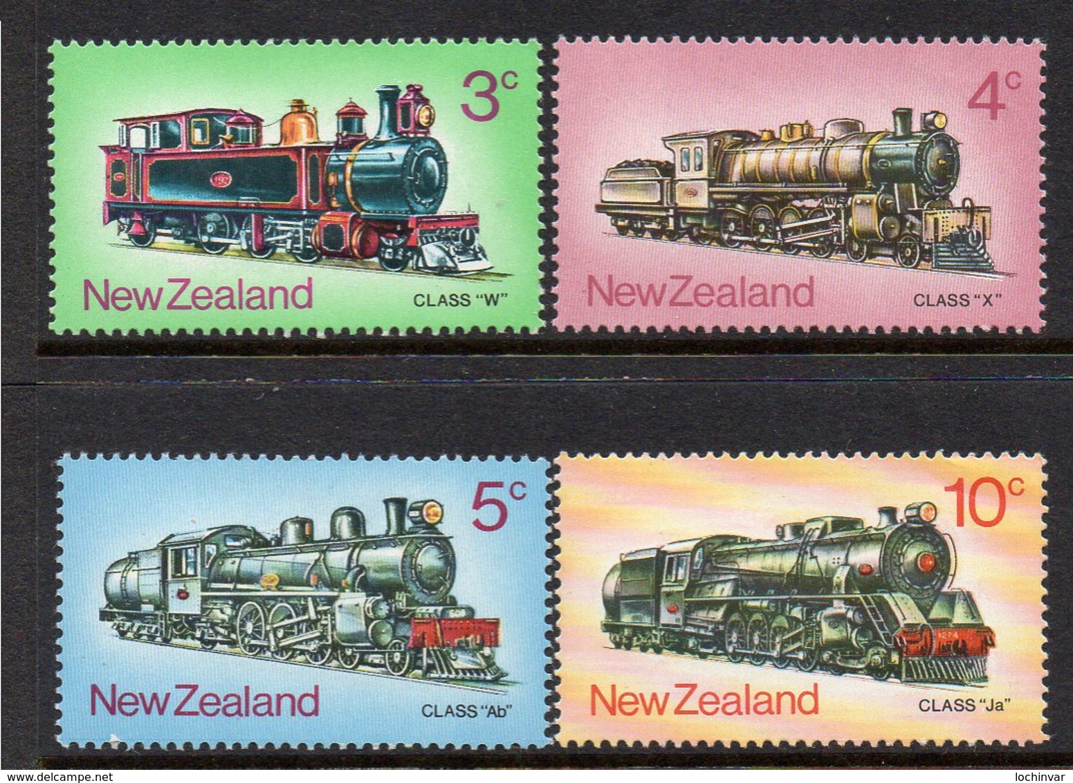 NEW ZEALAND, 1973 STEAM TRAINS 4 MNH - Unused Stamps